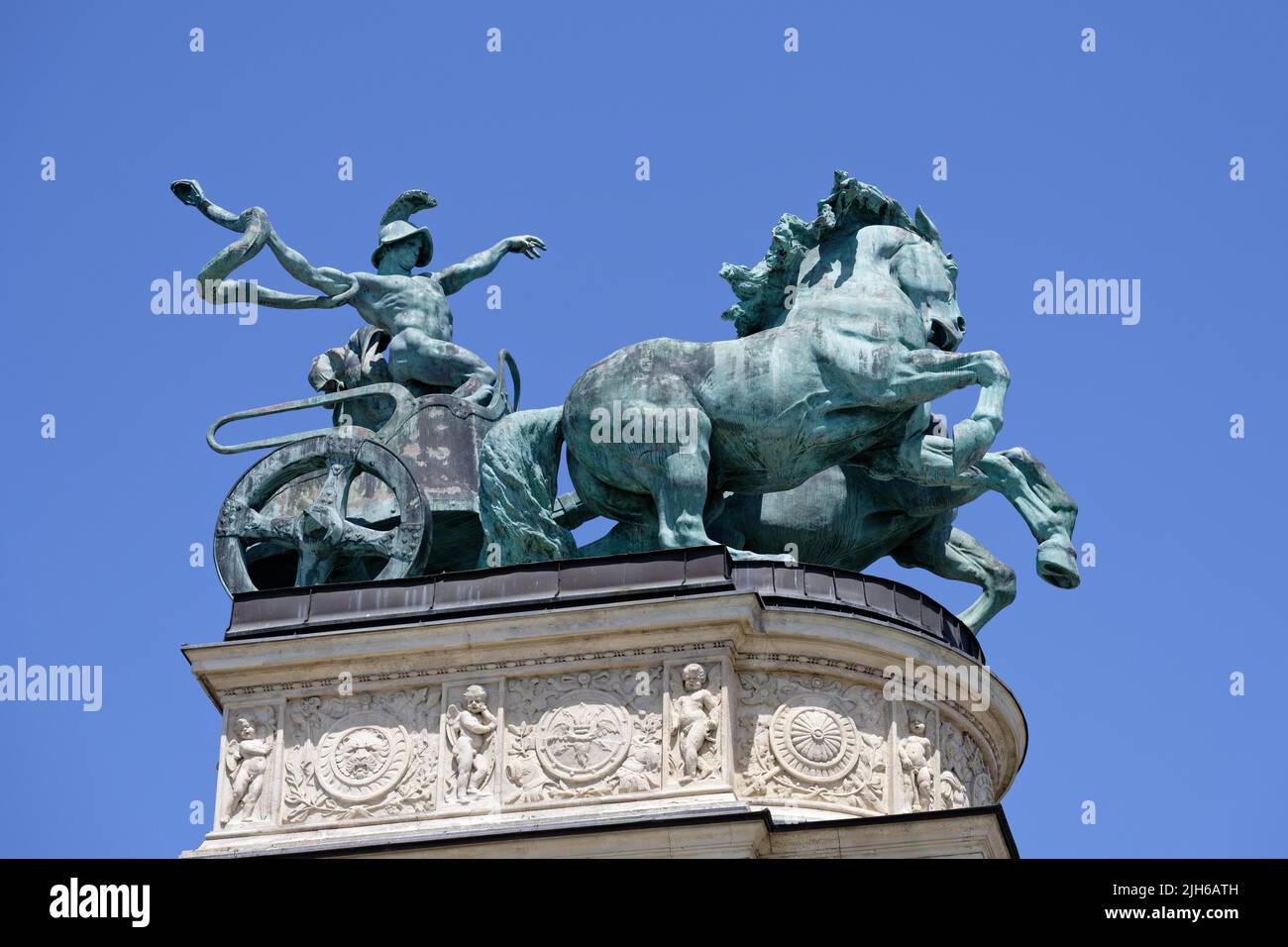 Place des héros, Sculpture, VII Budapest District, Budapest, Hongrie Banque D'Images