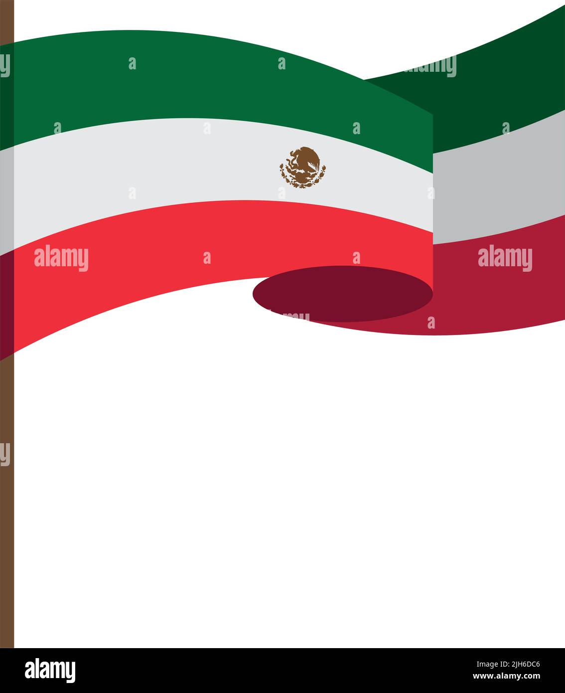 drapeau mexicain en icône de pôle Illustration de Vecteur