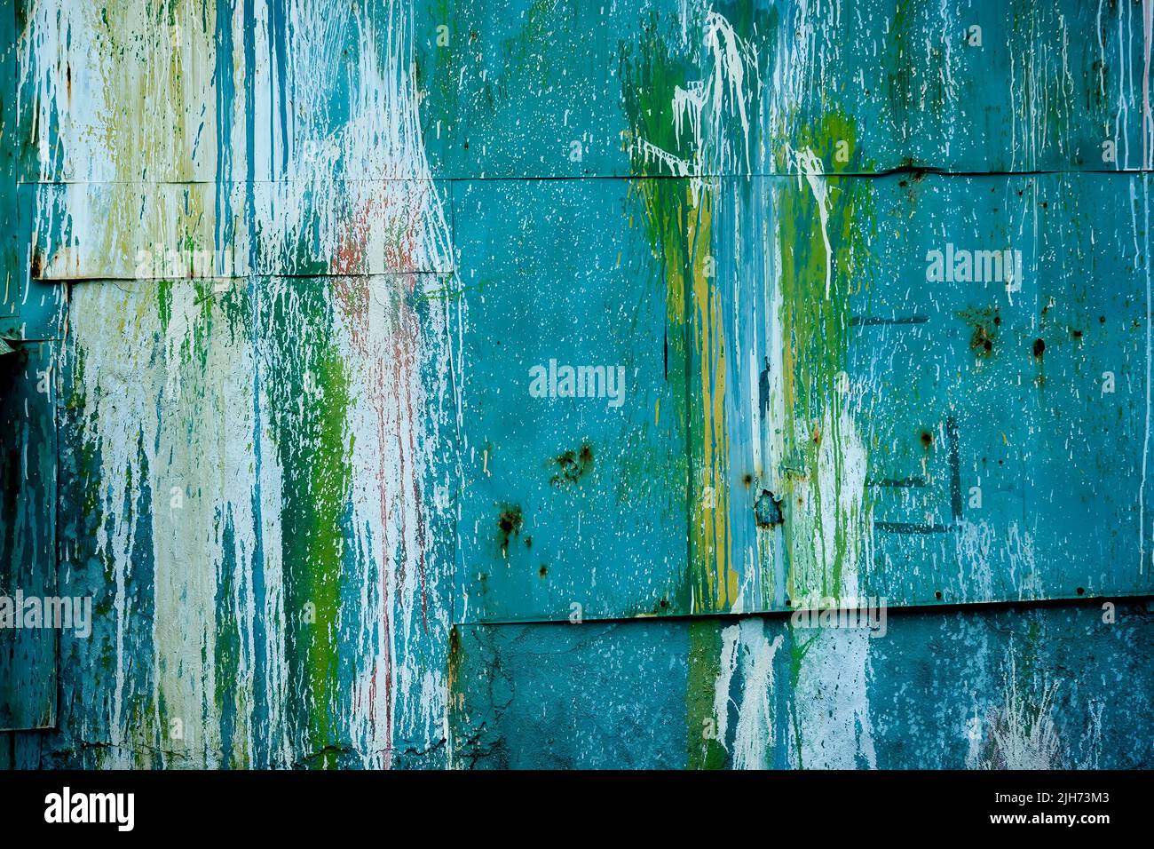 Mur en tôle peint à peu près, Stanley, île de Hong Kong, 2007 Banque D'Images