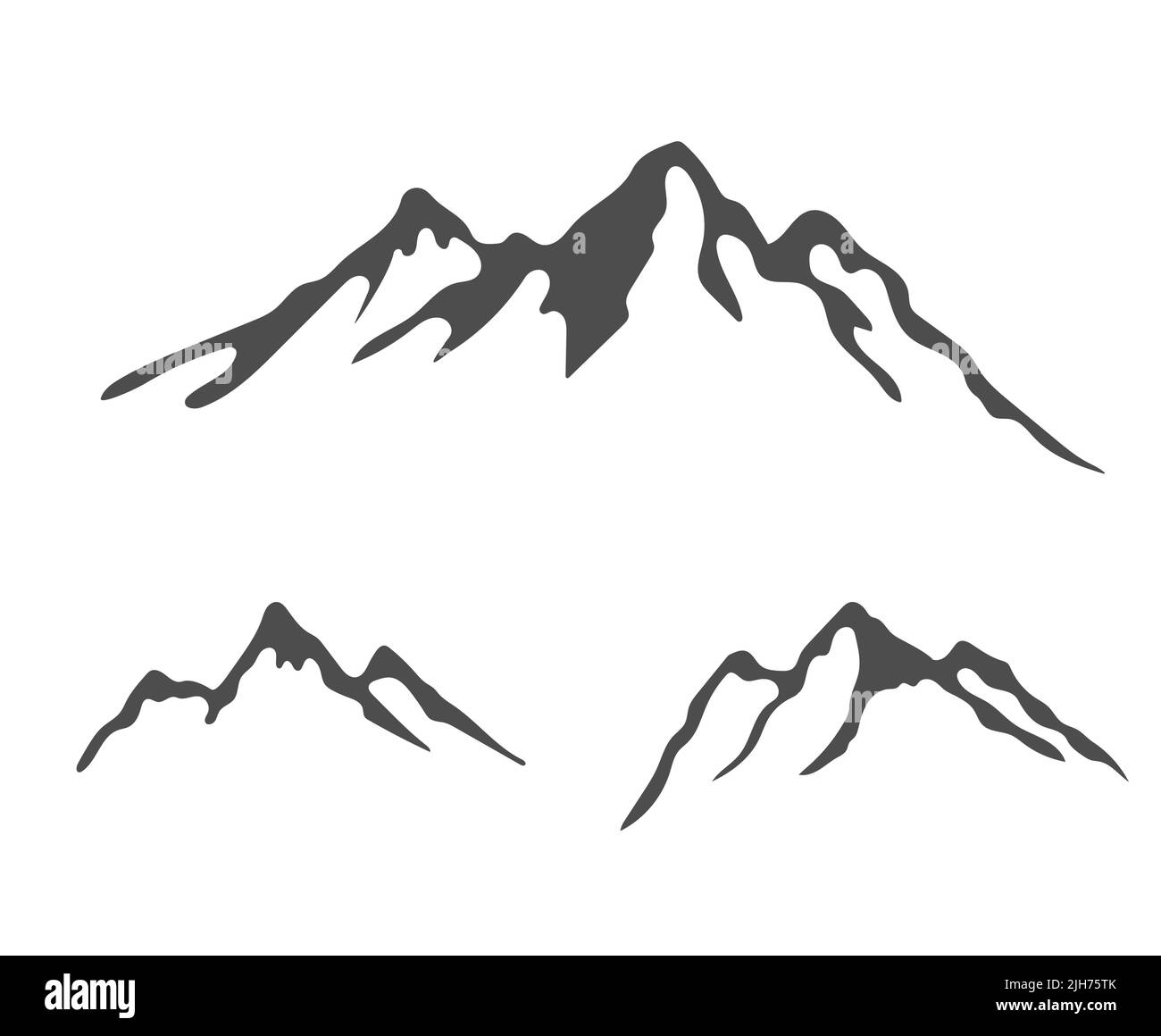 Montagnes. Un ensemble de logos vectoriels, d'autocollants ou d'autocollants. Illustration vectorielle pour application, scrapbooking et création. Style plat Illustration de Vecteur