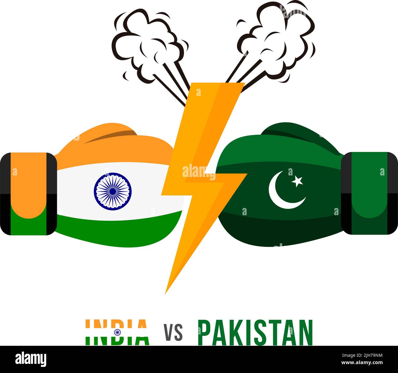 Inde contre Pakistan. Concept de guerre commerciale, de lutte ou de guerre à la frontière entre l'inde et le pakistan. Illustration vectorielle. Illustration de Vecteur