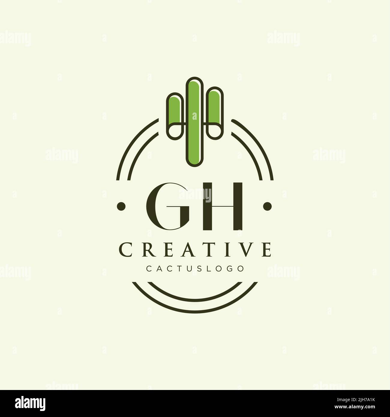 GH lettre initiale vert cactus logo modèle vecteur Illustration de Vecteur