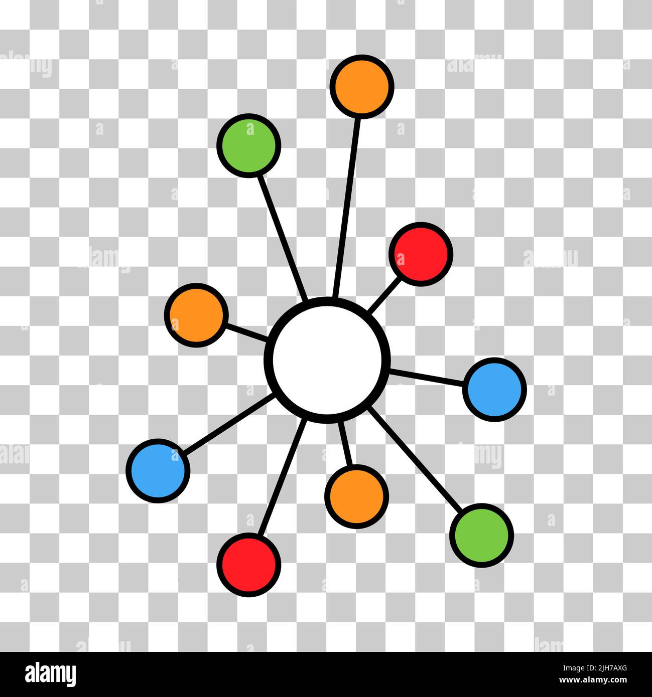 Hub réseau plat icône, connecter structure vecteur symbole fond isolé, système de technologie . Illustration de Vecteur