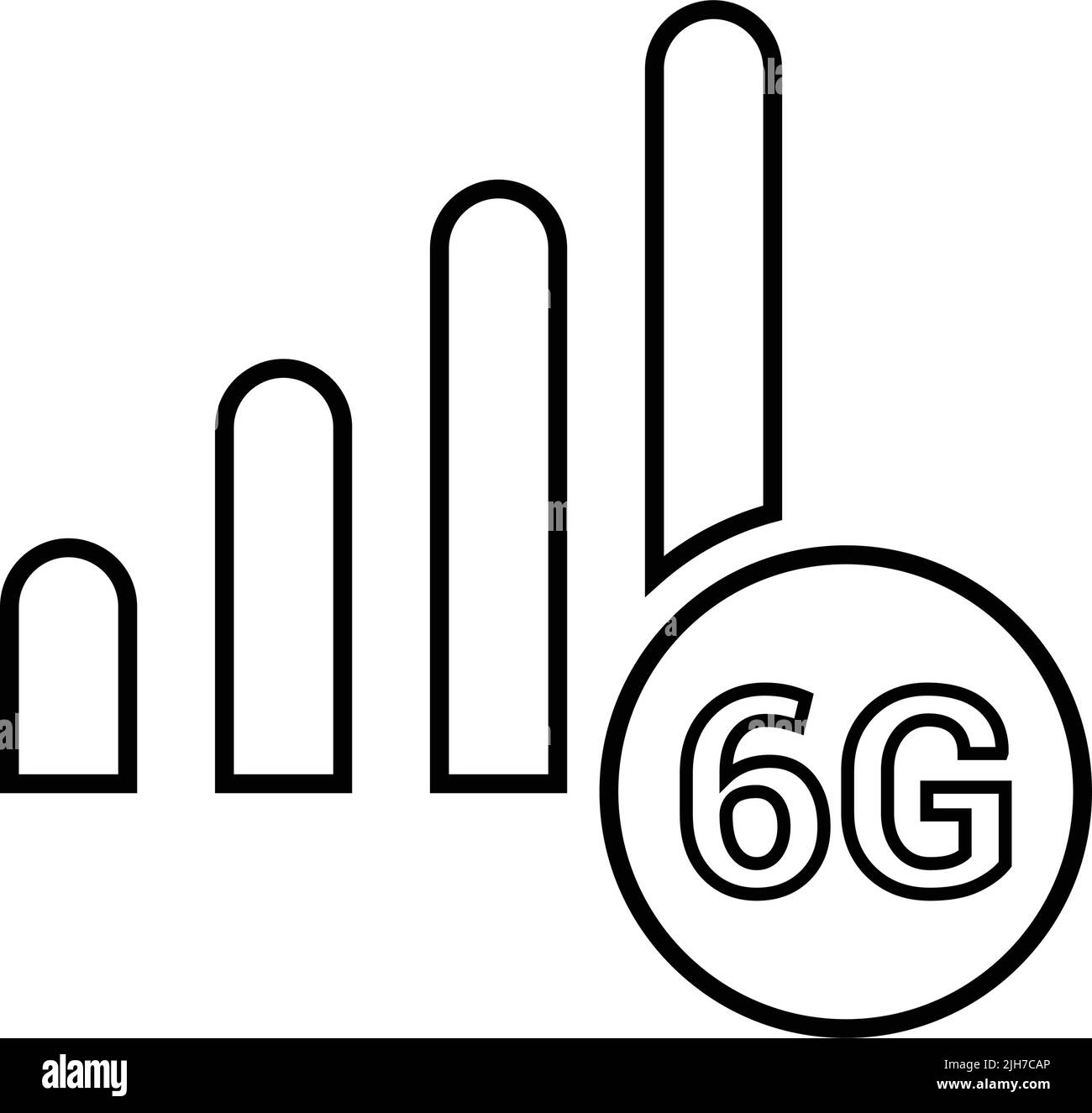 6G cellulaire, mobile, réseau, icône sans fil - utilisation à des fins commerciales, médias imprimés, Web ou tout type de projet de conception. Fichier EPS vectoriel. Illustration de Vecteur