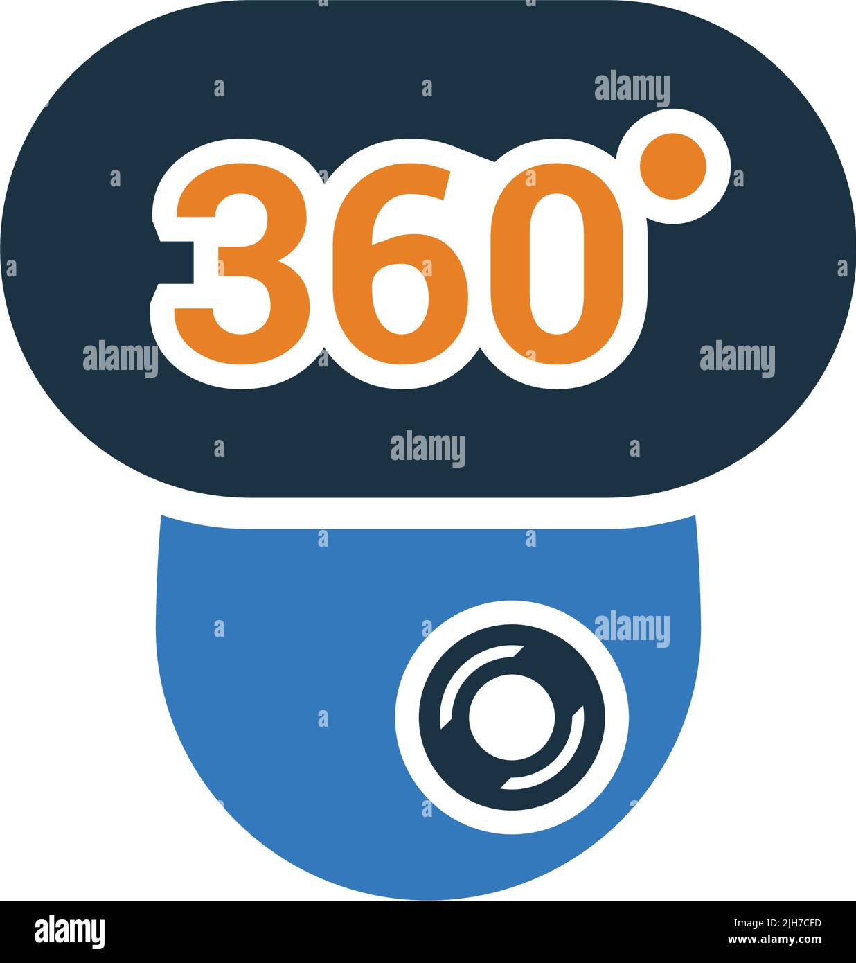 360, caméra, degré, icône de réalité est isolée sur fond blanc. Utilisation à des fins graphiques et de conception de sites Web ou à des fins commerciales. Fichier EPS vectoriel. Illustration de Vecteur