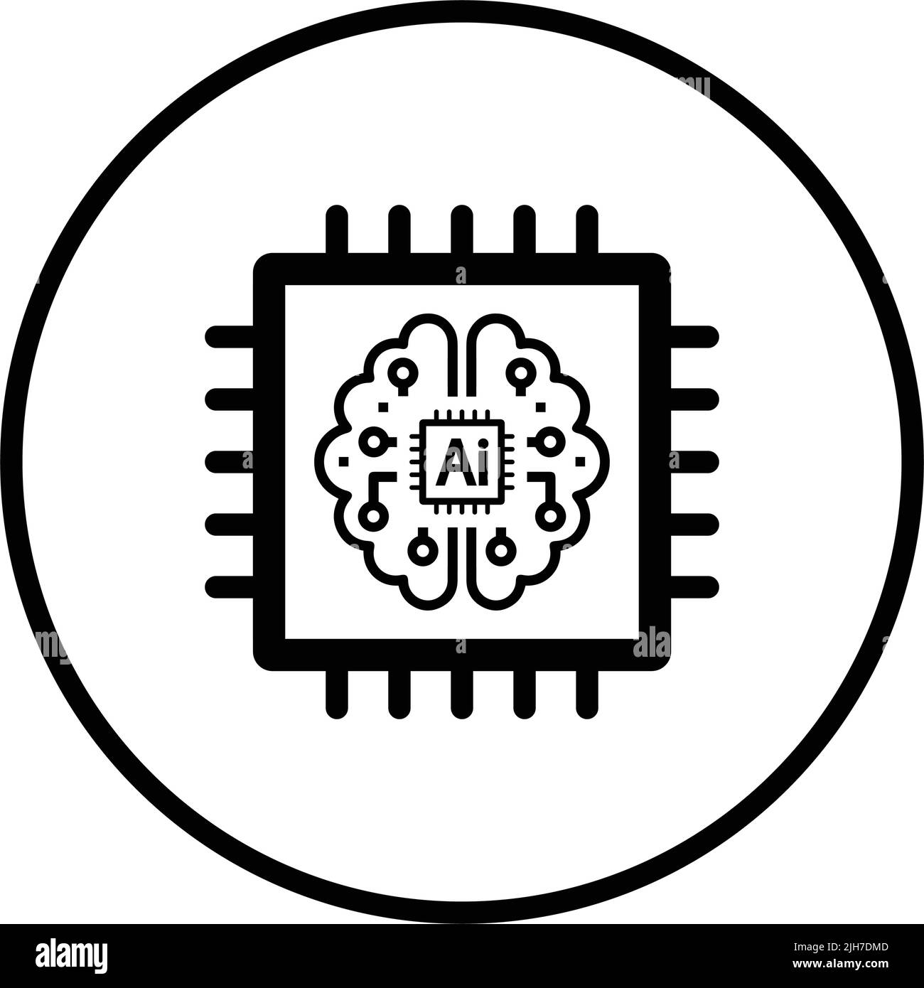 Intelligence, cerveau, icône de puce - fichier EPS vectoriel simple modifiable. Illustration de Vecteur