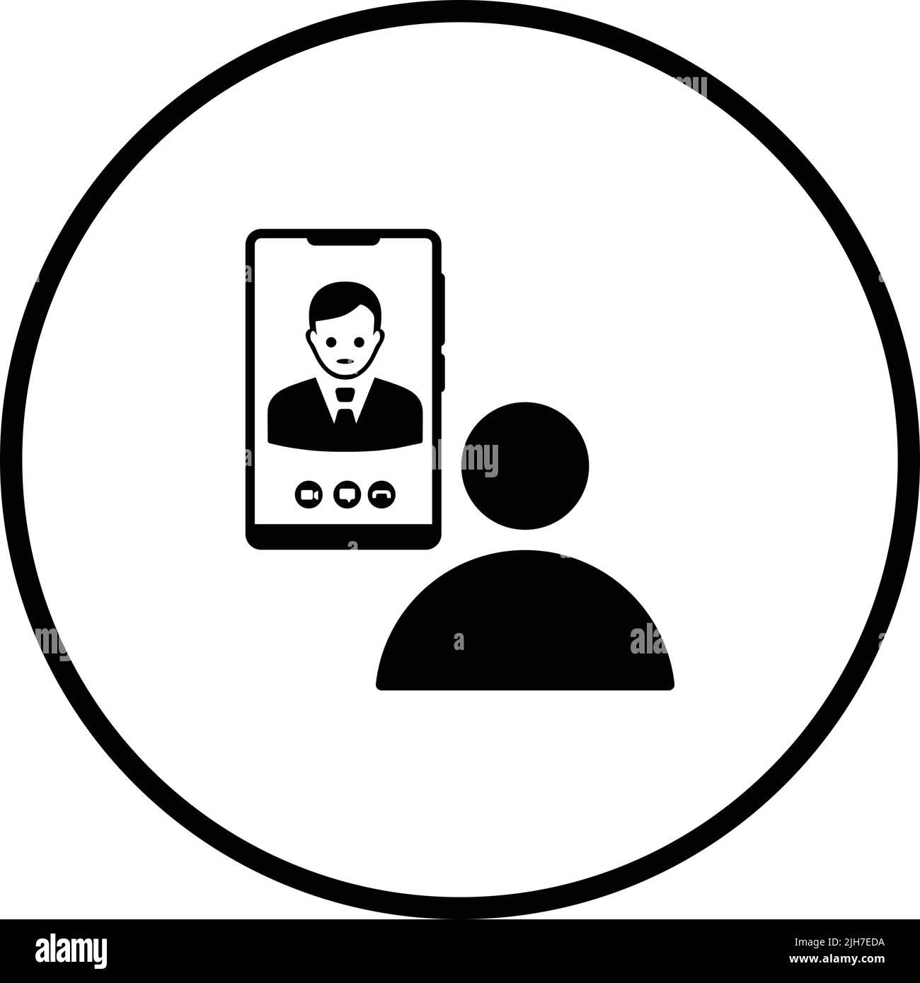 L'icône chat, conférence, téléphone, vidéo est isolée sur fond blanc. Utilisation à des fins graphiques et de conception de sites Web ou à des fins commerciales. Fichier EPS vectoriel. Illustration de Vecteur