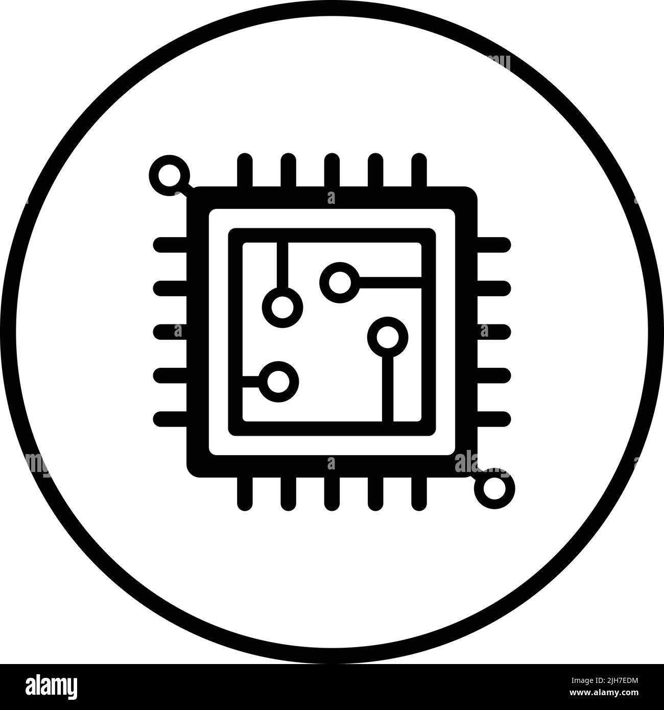 L'icône de puce, de circuit, de puce et de processeur est isolée sur fond blanc. Utilisation à des fins graphiques et de conception de sites Web ou à des fins commerciales. Fichier EPS vectoriel. Illustration de Vecteur