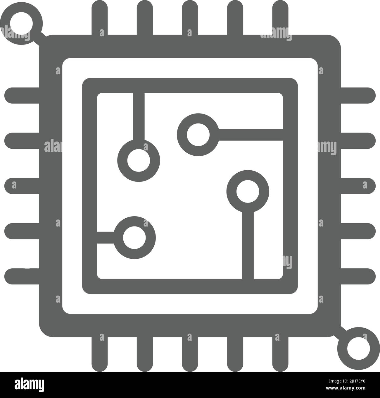 L'icône de puce, de circuit, de puce et de processeur est isolée sur fond blanc. Utilisation à des fins graphiques et de conception de sites Web ou à des fins commerciales. Fichier EPS vectoriel. Illustration de Vecteur
