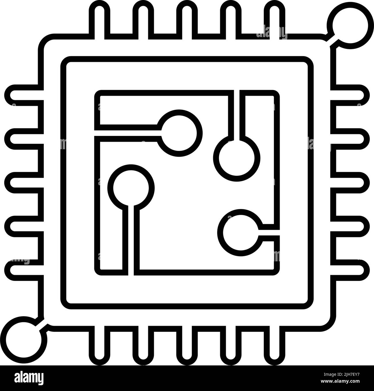 L'icône de puce, de circuit, de puce et de processeur est isolée sur fond blanc. Utilisation à des fins graphiques et de conception de sites Web ou à des fins commerciales. Fichier EPS vectoriel. Illustration de Vecteur