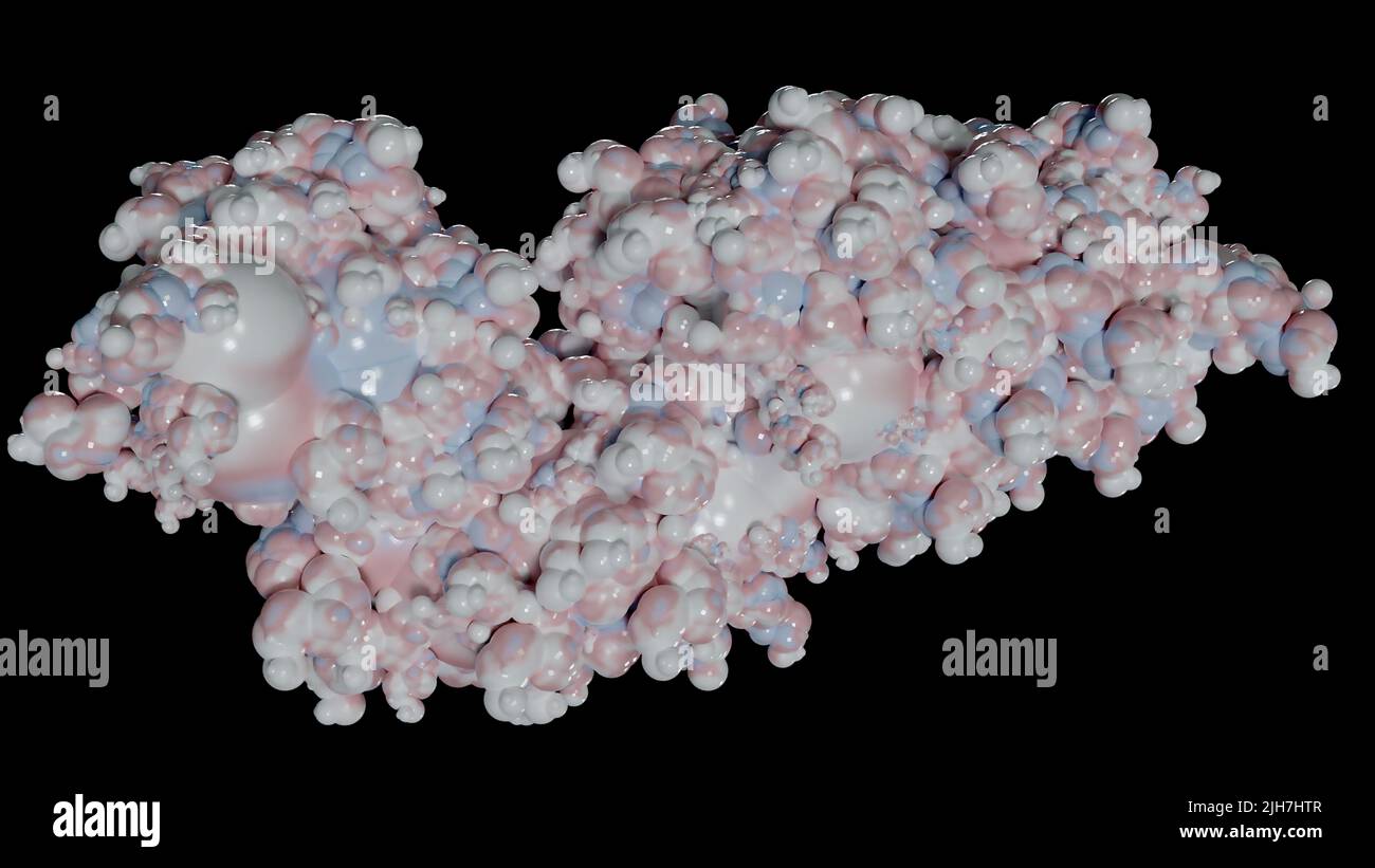 3D polypeptide inhibiteur gastrique rendu (GIP, peptide insulinotrope dépendant du glucose) hormone de protéine endocrine, 3D illustration Banque D'Images