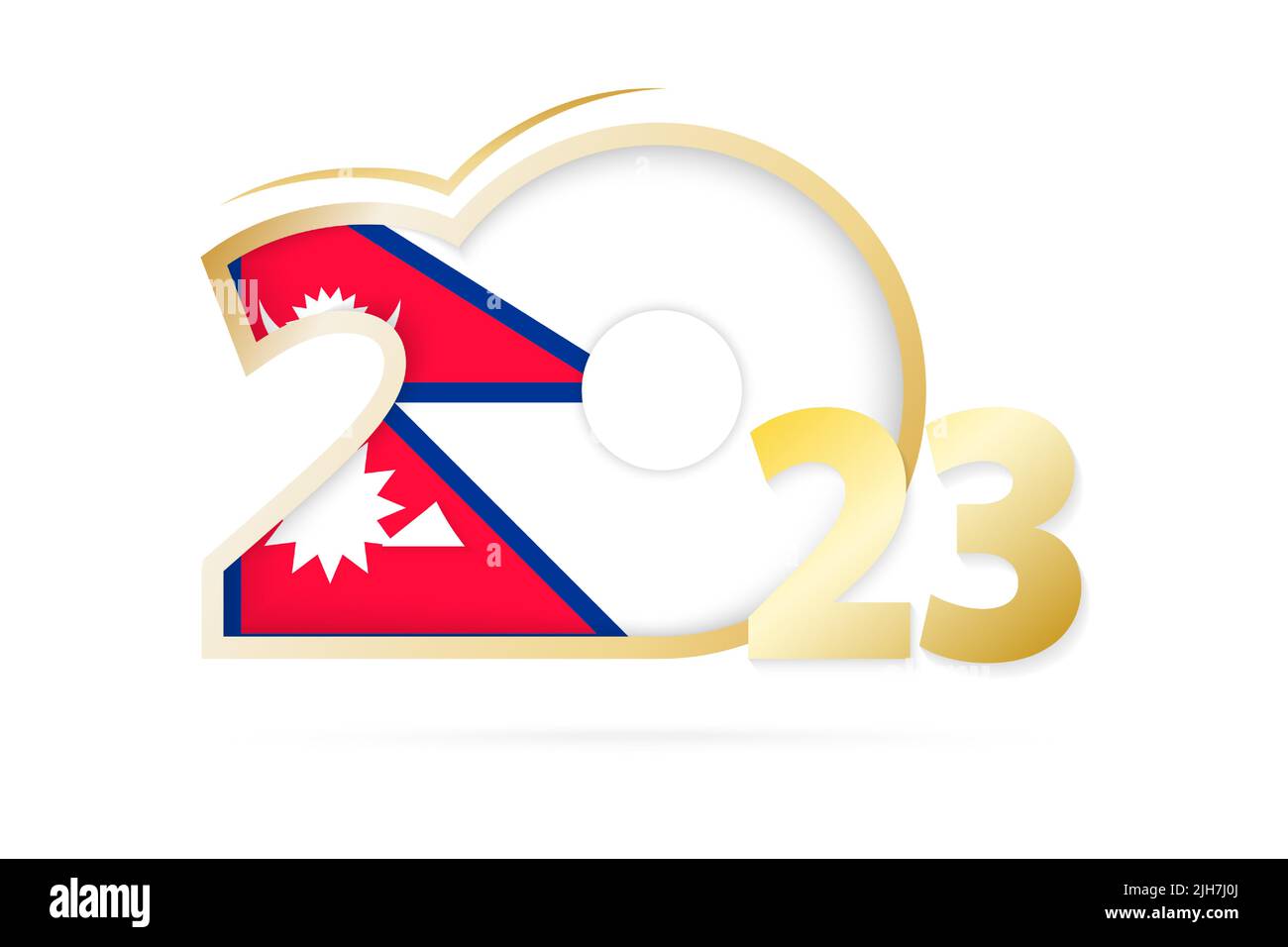 Année 2023 avec modèle de drapeau népalais. Illustration vectorielle. Illustration de Vecteur