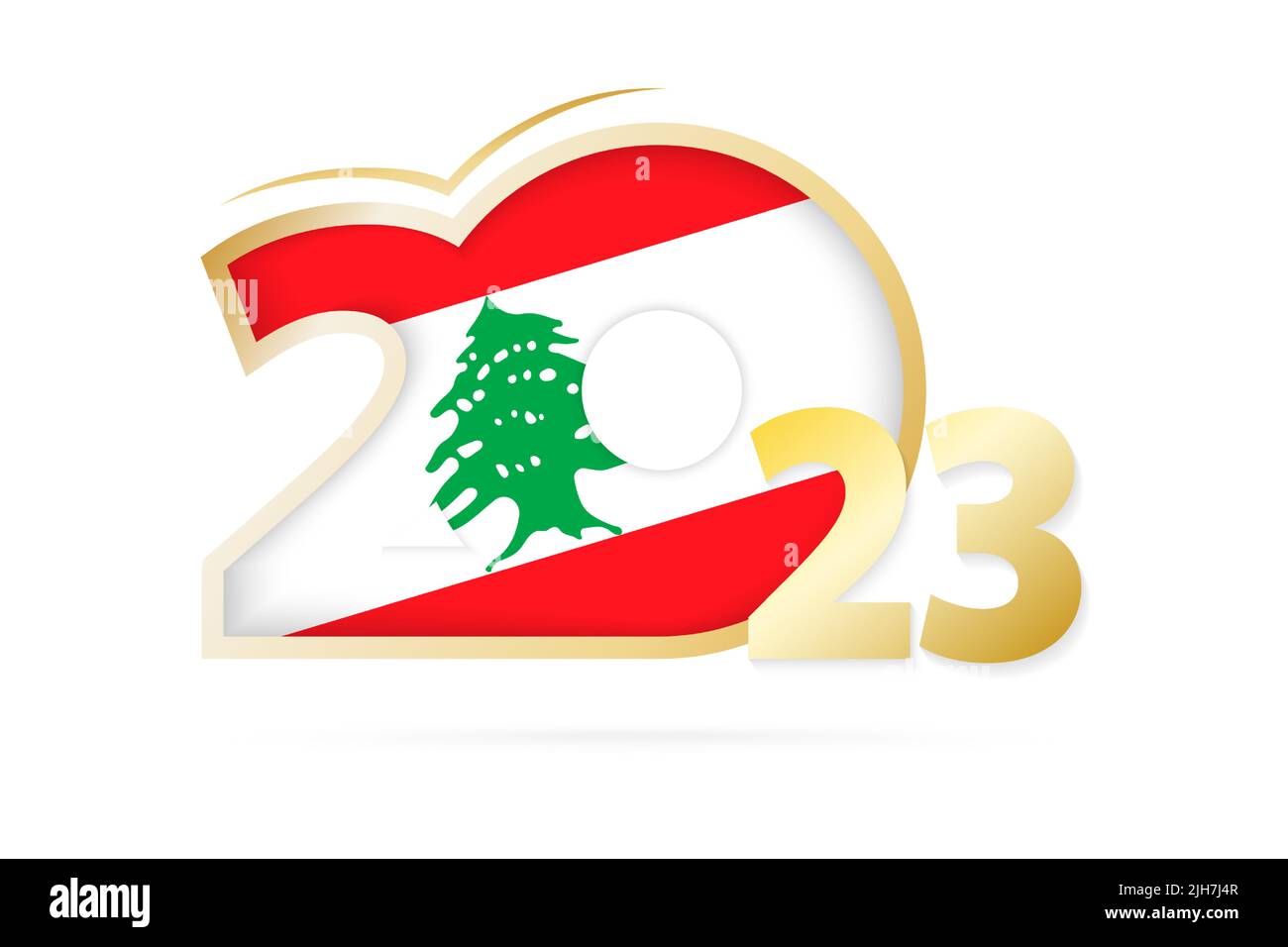 Année 2023 avec modèle de drapeau libanais. Illustration vectorielle. Illustration de Vecteur