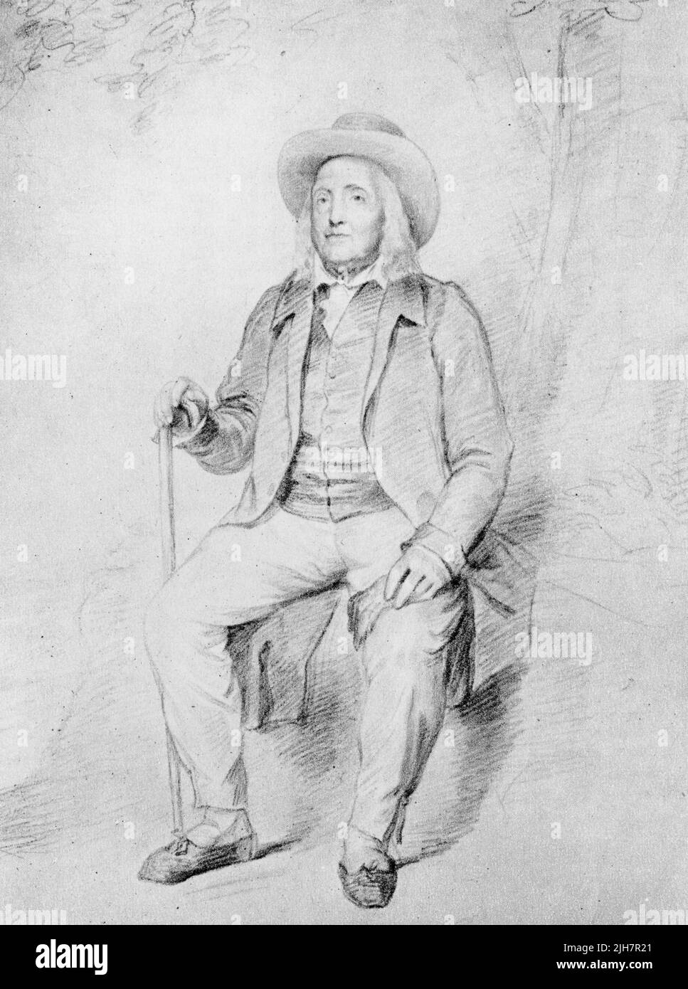 Jeremy Bentham (1748-1832), c1837. George Frederic Watts (1817-1904). Un croquis préliminaire pour un travail très précoce de Watts, il a été créé à partir du corps embaumé du sitter. Bentham était un théoricien de premier plan dans la philosophie anglo-américaine du droit. Un radical politique ses idées ont influencé le développement du welfarisme. Il a fait progresser la liberté individuelle et économique, la séparation de l'Église et de l'État, la liberté d'expression, l'égalité des droits des femmes, le droit au divorce et la dépénalisation des actes homosexuels. Il a laissé une volonté qui précise qu'à sa mort il est disséqué et préservé. Banque D'Images