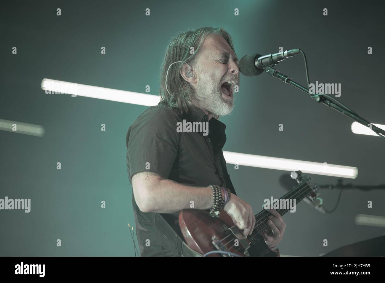 Ferrara, Italie. 15th juillet 2022. Après le succès de leurs spectacles en direct, le Smile (Thom Yorke, Jonny Greenwood et Tom Skinner) a joué dans Ferrara (photo de Carlo Vergani/Pacific Press) Credit: Pacific Press Media production Corp./Alay Live News Banque D'Images