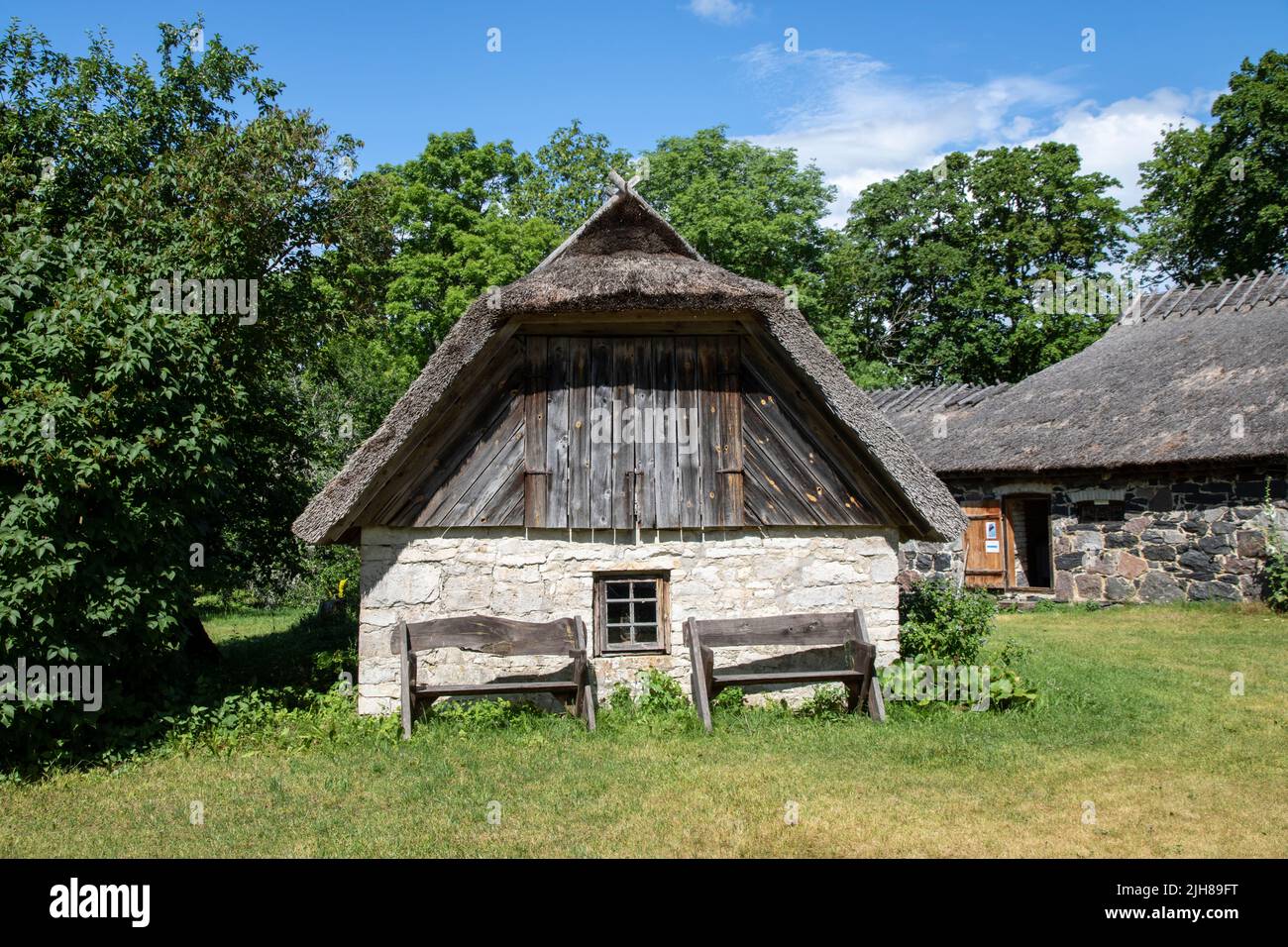Village de Koguva sur l'île de Muhu en Estonie Banque D'Images