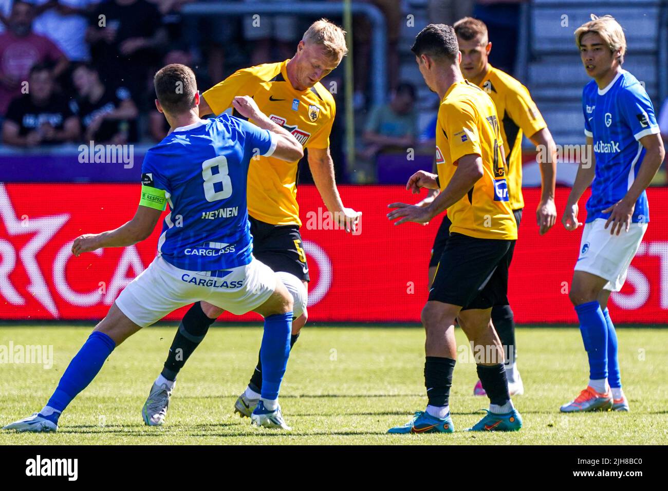 GENK, BELGIQUE - JUILLET 16 : Jens Jonsson de l'AEK Athene lors du match amical entre KRC Genk et AEK Athene à l'arène Cegeka sur 16 juillet 2022 à Genk, Belgique (photo de Jeroen Meuwsen/Orange Pictures) Banque D'Images