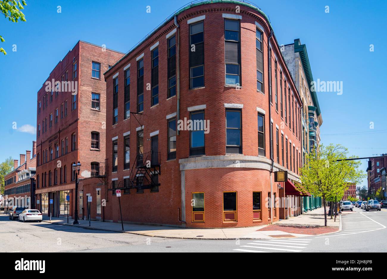 Lowell bâtiment historique sur Central Street dans le centre-ville de Lowell, Massachusetts, Etats-Unis. Banque D'Images