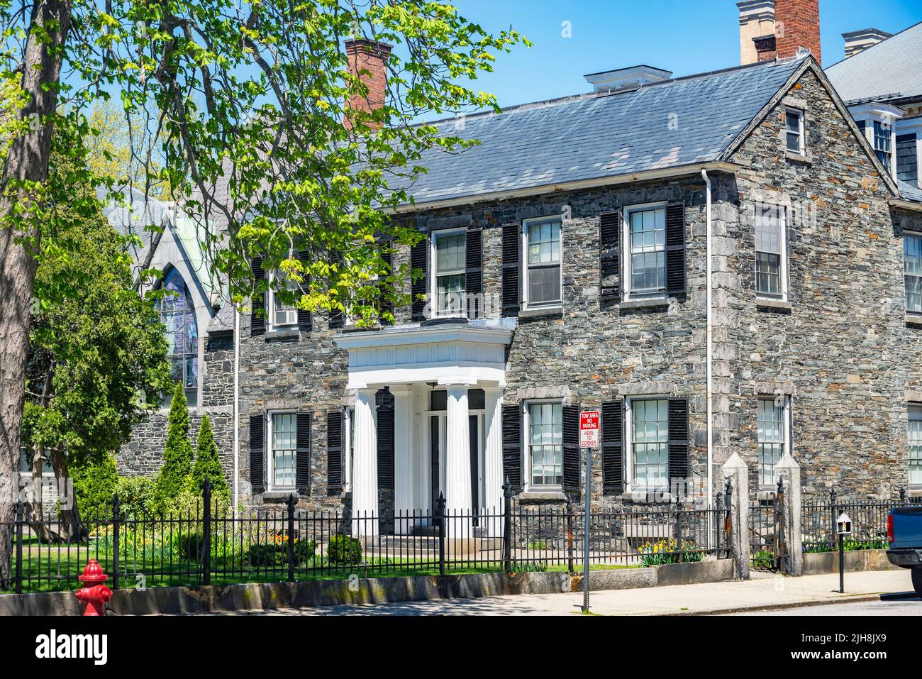 Lowell bâtiment historique sur Central Street dans le centre-ville de Lowell, Massachusetts, Etats-Unis. Banque D'Images