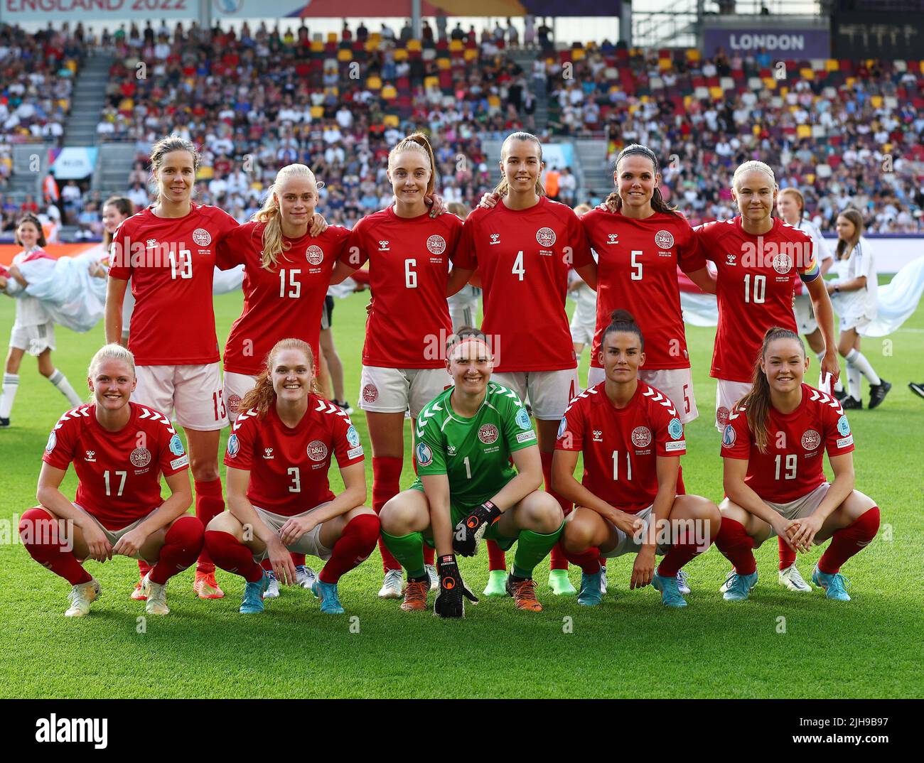 Londres, Royaume-Uni. 16th juillet 2022. L'équipe danoise s'est formée lors du match de l'UEFA Women's European Championship 2022 au Brentford Community Stadium, Londres. Le crédit photo devrait se lire: David Klein/Sportimage crédit: Sportimage/Alay Live News Banque D'Images