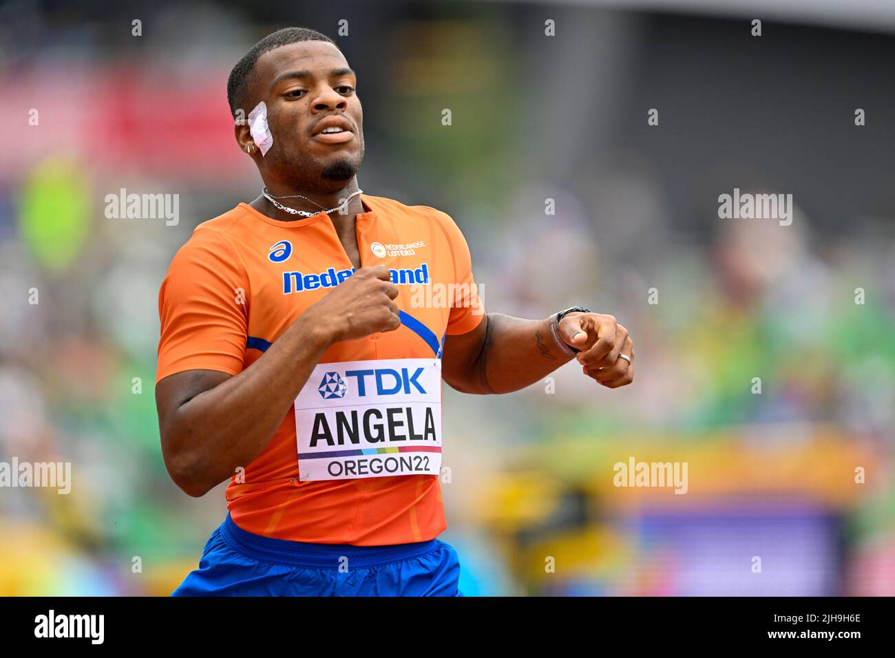 EUGENE, ÉTATS-UNIS - JUILLET 16 : Ramsey Angela des pays-Bas en compétition sur les haies de 400 mètres des hommes lors des Championnats du monde d'athlétisme sur 16 juillet 2022 à Eugene, États-Unis (photo d'Andy Astfalck/BSR Agency) Atletiekunie Banque D'Images