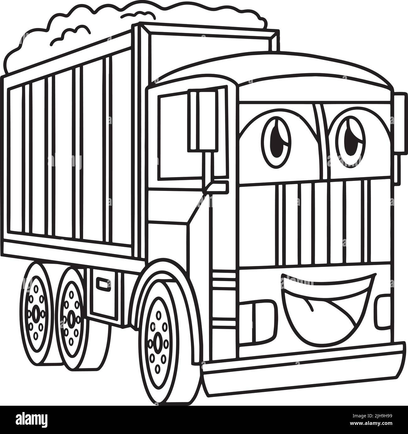 Vider le camion avec la page de coloration de véhicule de visage Illustration de Vecteur
