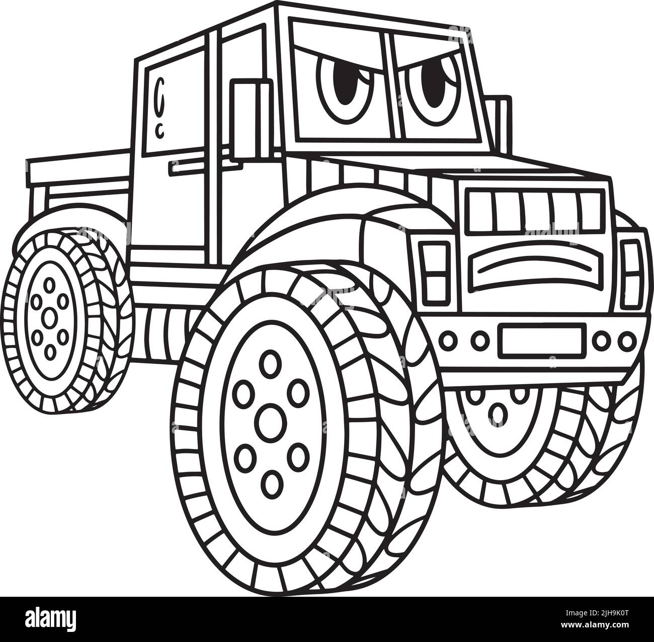 Page de coloriage des véhicules tout-terrain avec visage Illustration de Vecteur