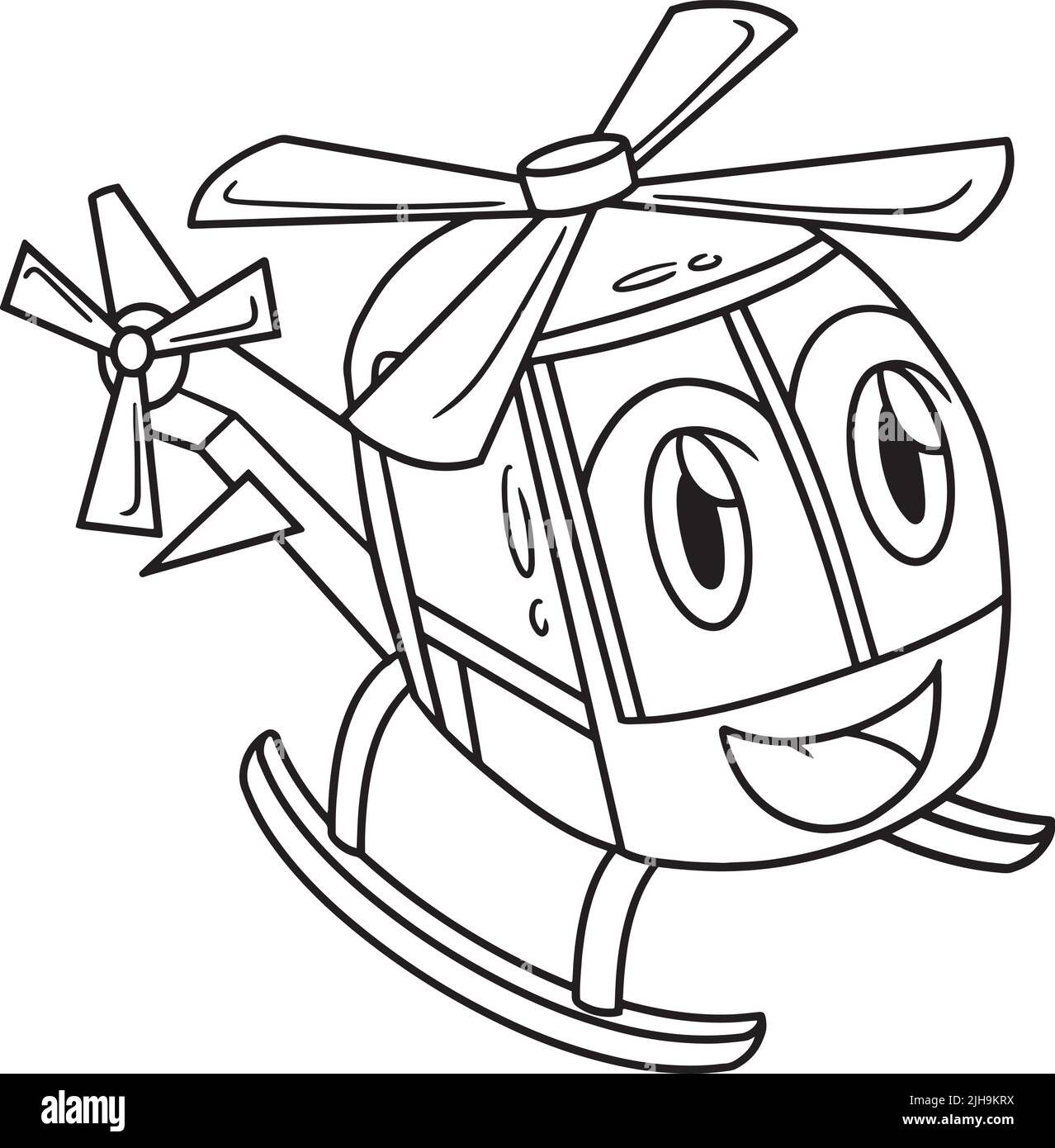 Hélicoptère avec visage couleur de véhicule page Illustration de Vecteur