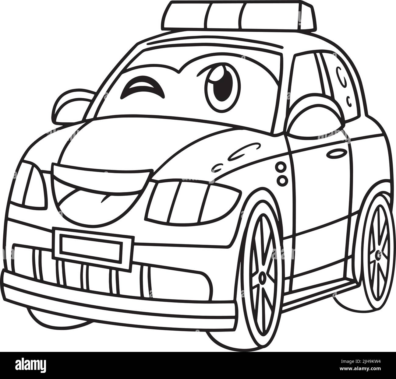 Voiture de police avec visage couleur de véhicule page Illustration de Vecteur