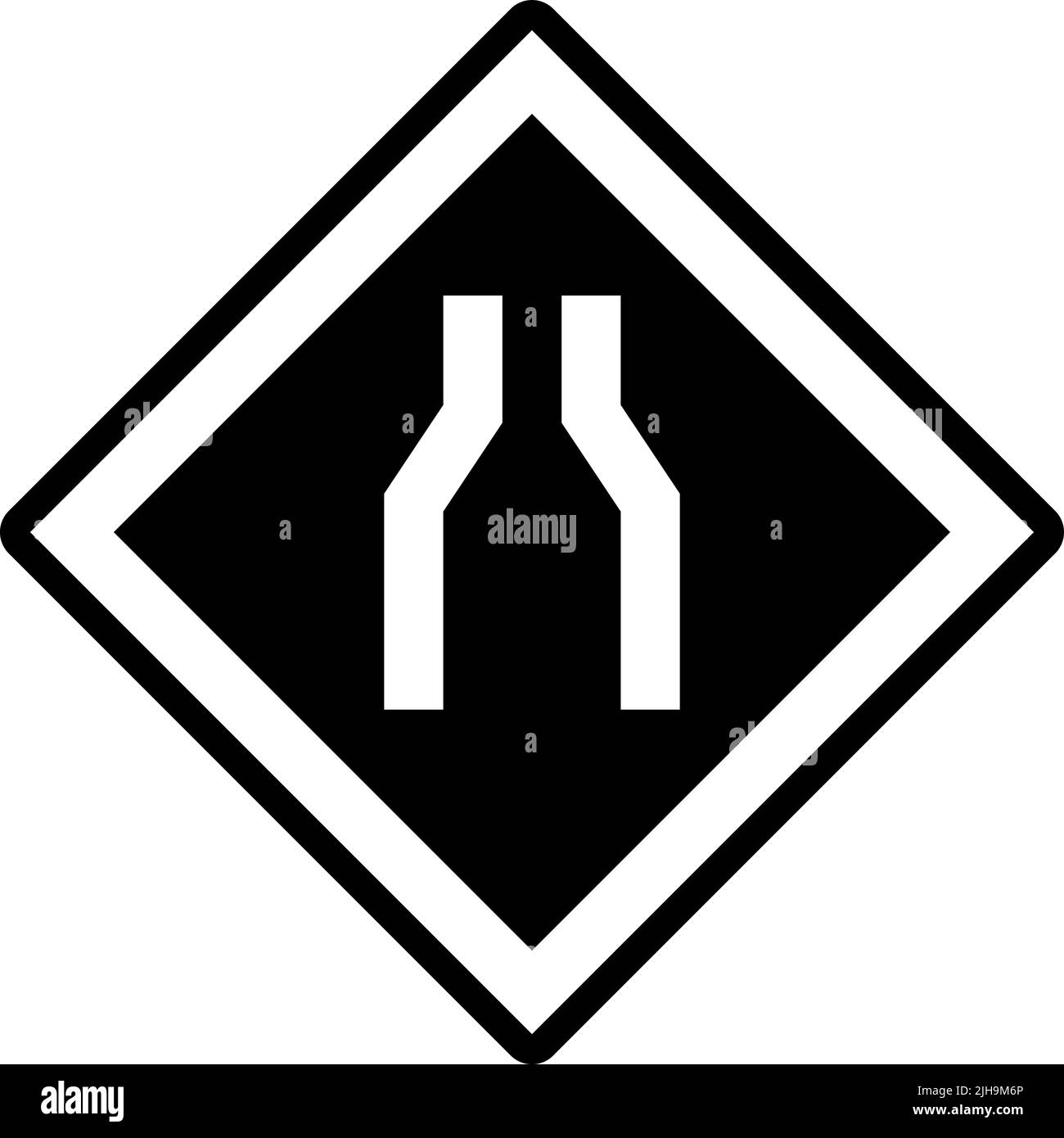 Panneaux de signalisation route étroite . Illustration de Vecteur