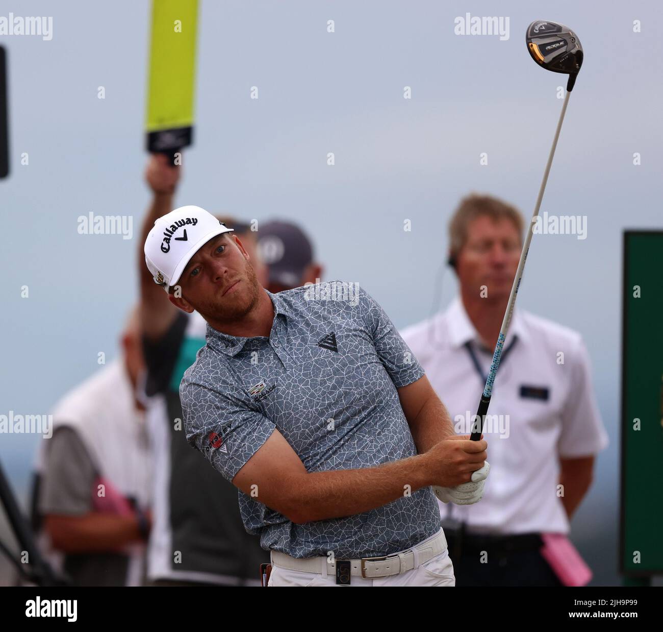 16th juillet 2022, Old course at St Andrews, St Andrews, Fife, Écosse; The Open Golf Championship Round 3; Talor Gooch (USA) joue à partir du tee 14th Banque D'Images