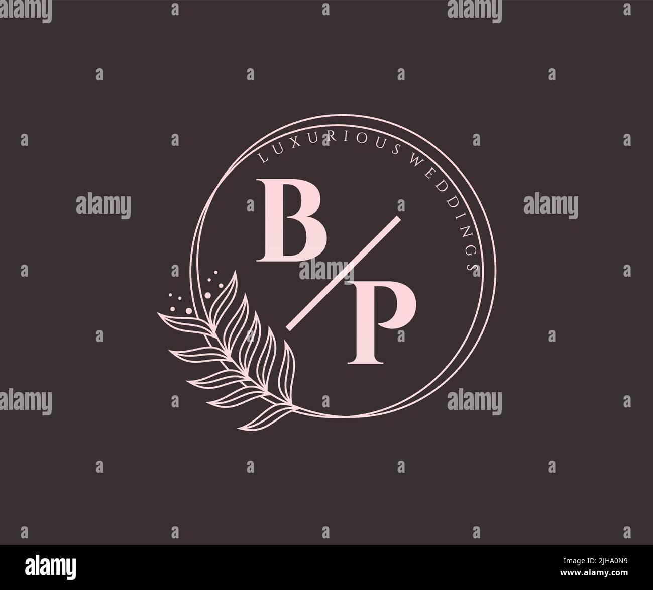 BP initiales lettre mariage monogramme logos modèle, dessin à la main moderne minimalistes et modèles floraux pour cartes d'invitation, Save the Date, élégant Illustration de Vecteur