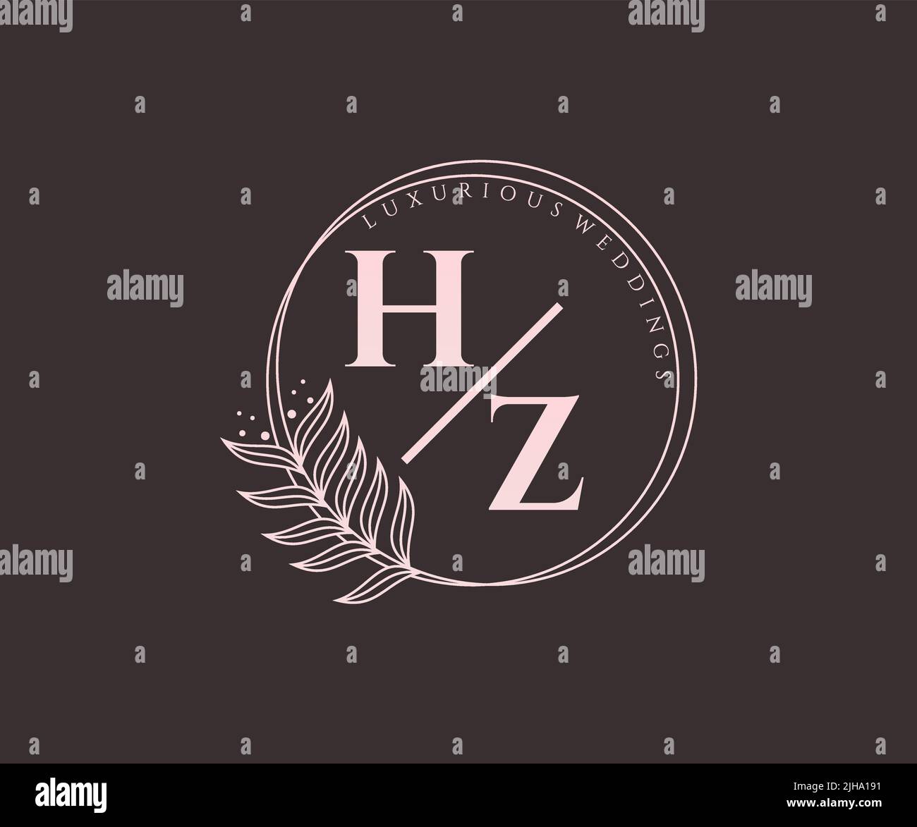 HZ initiales lettre mariage monogramme logos modèle, dessin à la main moderne minimalistes et modèles floraux pour cartes d'invitation, Save the Date, élégant Illustration de Vecteur