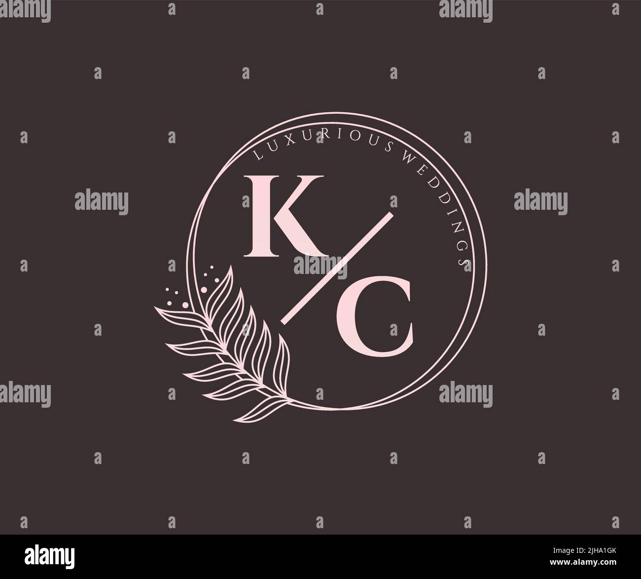 KC initiales lettre mariage monogramme logos modèle, dessin à la main moderne minimaliste et des modèles floraux pour cartes d'invitation, Save the Date, élégant Illustration de Vecteur