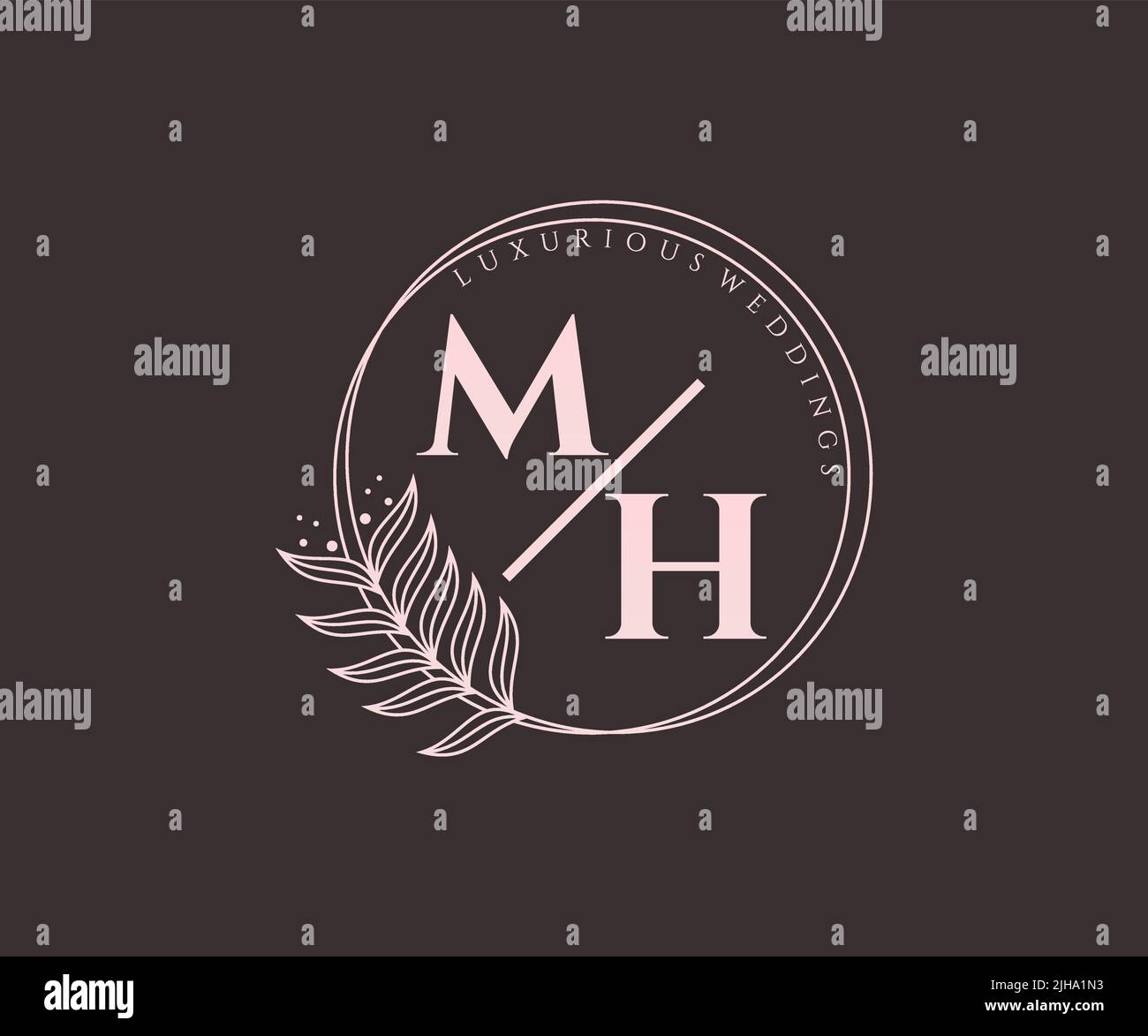 MH initiales lettre mariage monogramme logos modèle, dessin à la main moderne minimalistes et modèles floraux pour cartes d'invitation, Save the Date, élégant Illustration de Vecteur