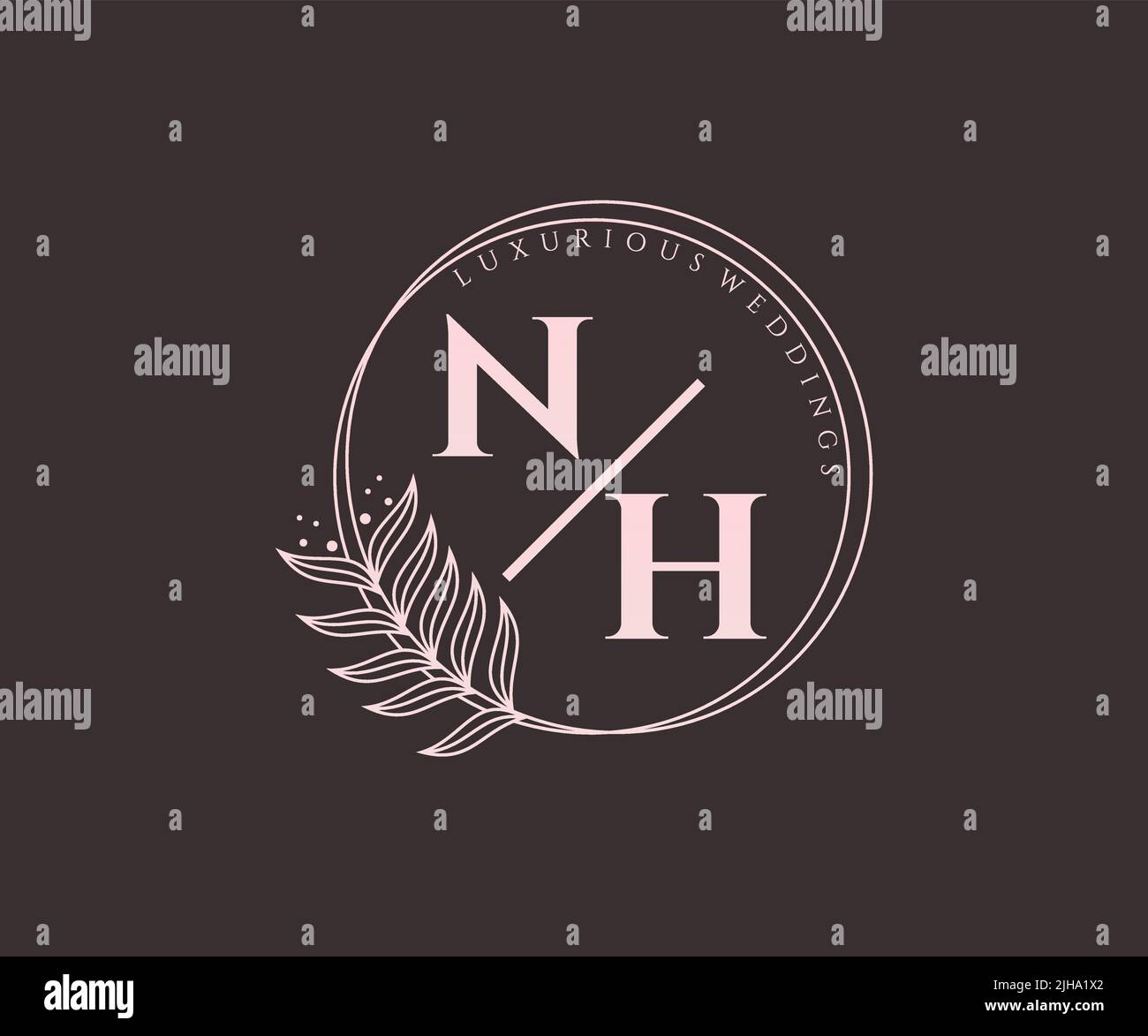 Lettre de NHnitials modèle de logos de monogramme de mariage, dessin à la main moderne minimaliste et modèles floraux pour cartes d'invitation, Enregistrer la date, élégant Illustration de Vecteur
