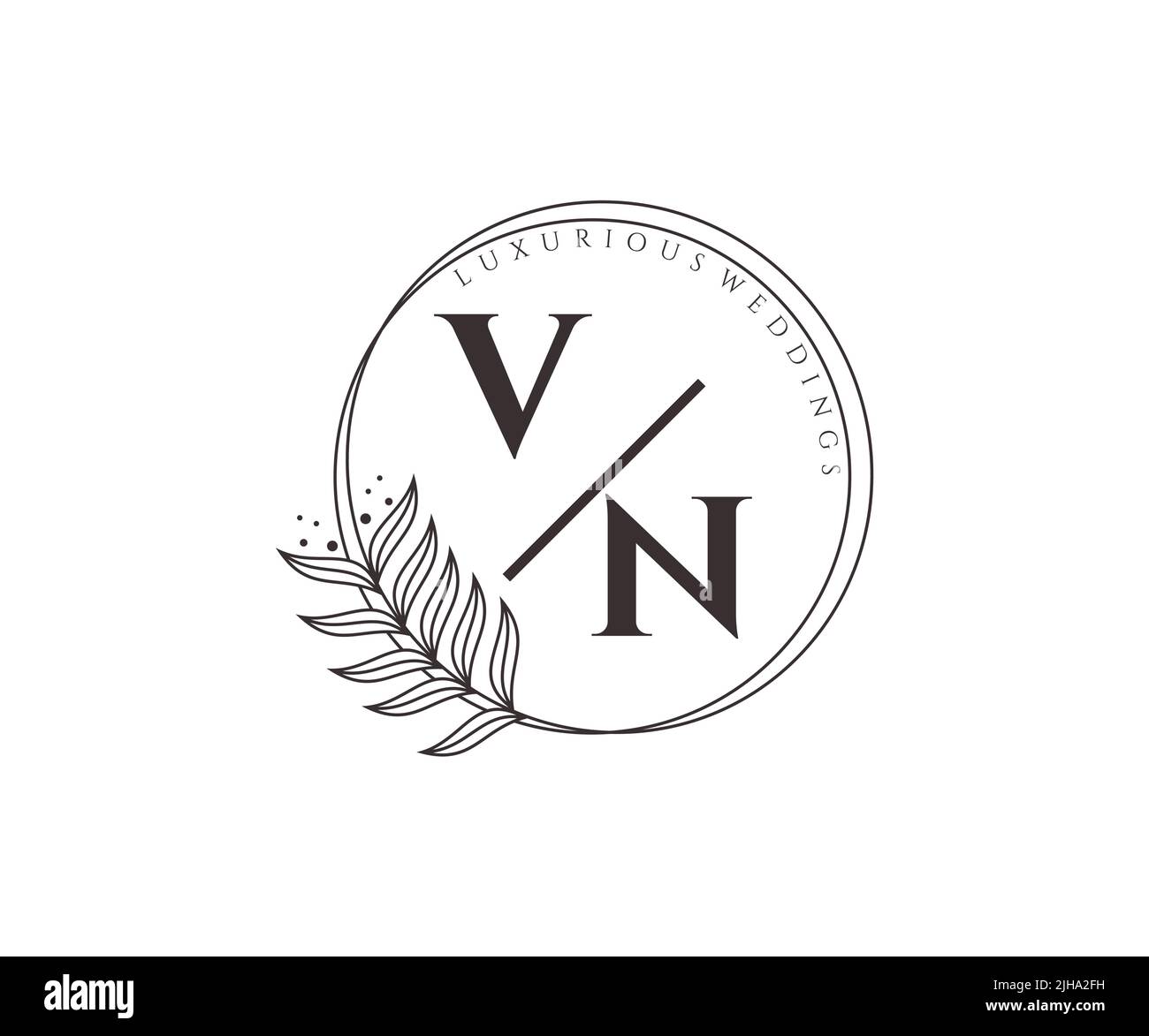 VN initiales lettre mariage monogramme logos modèle, dessin à la main moderne minimalistes et modèles floraux pour cartes d'invitation, Save the Date, élégant Illustration de Vecteur