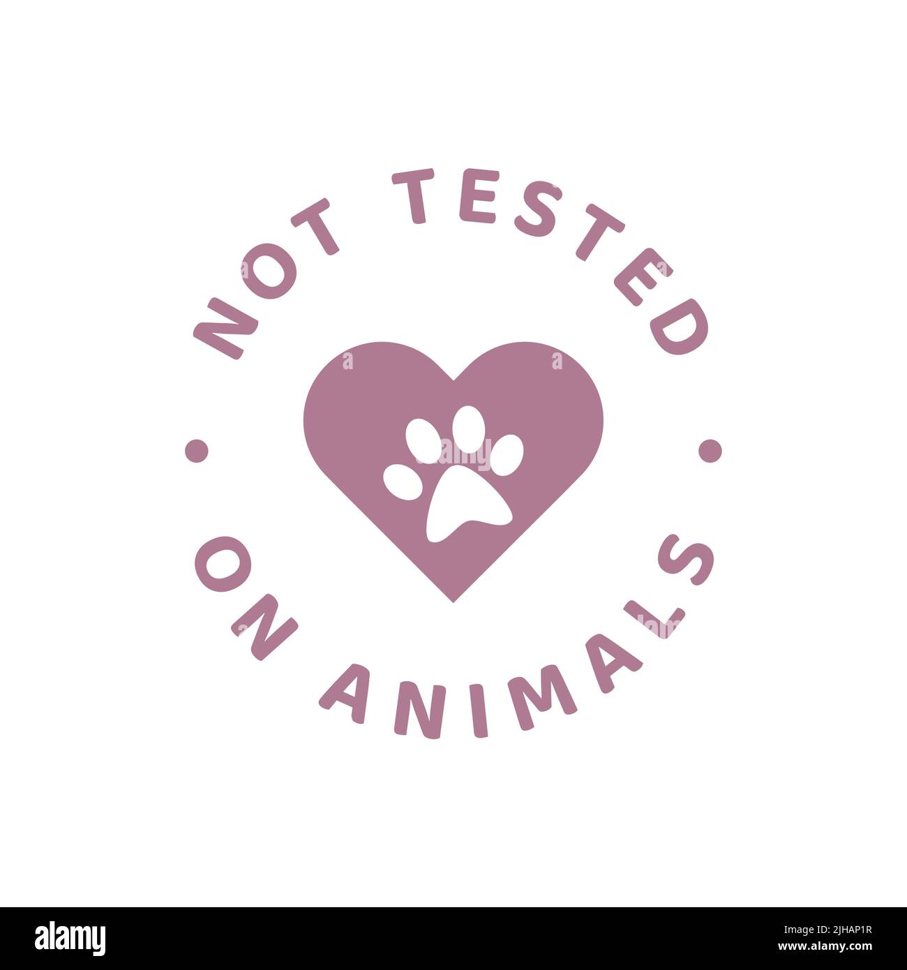 Non testé sur l'étiquette des animaux. Écusson circulaire avec imprimé patte de chien. Illustration de Vecteur
