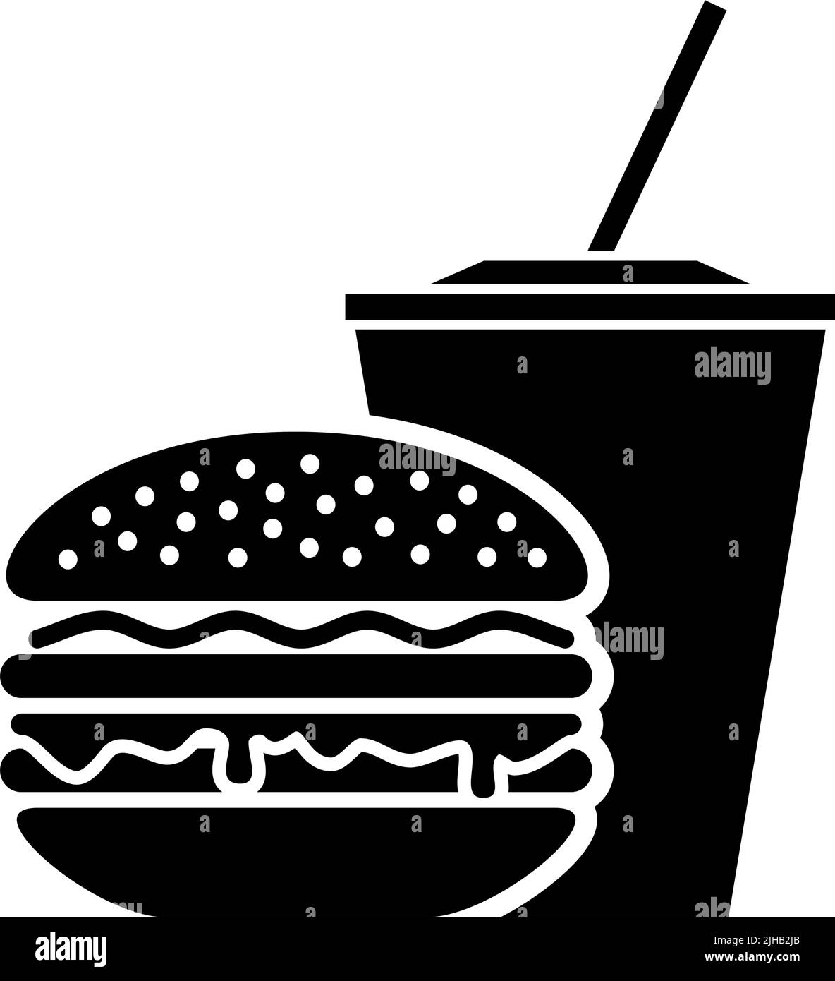 Icône de restauration rapide. Hamburger et verre de boisson. Vecteur sur fond transparent Illustration de Vecteur
