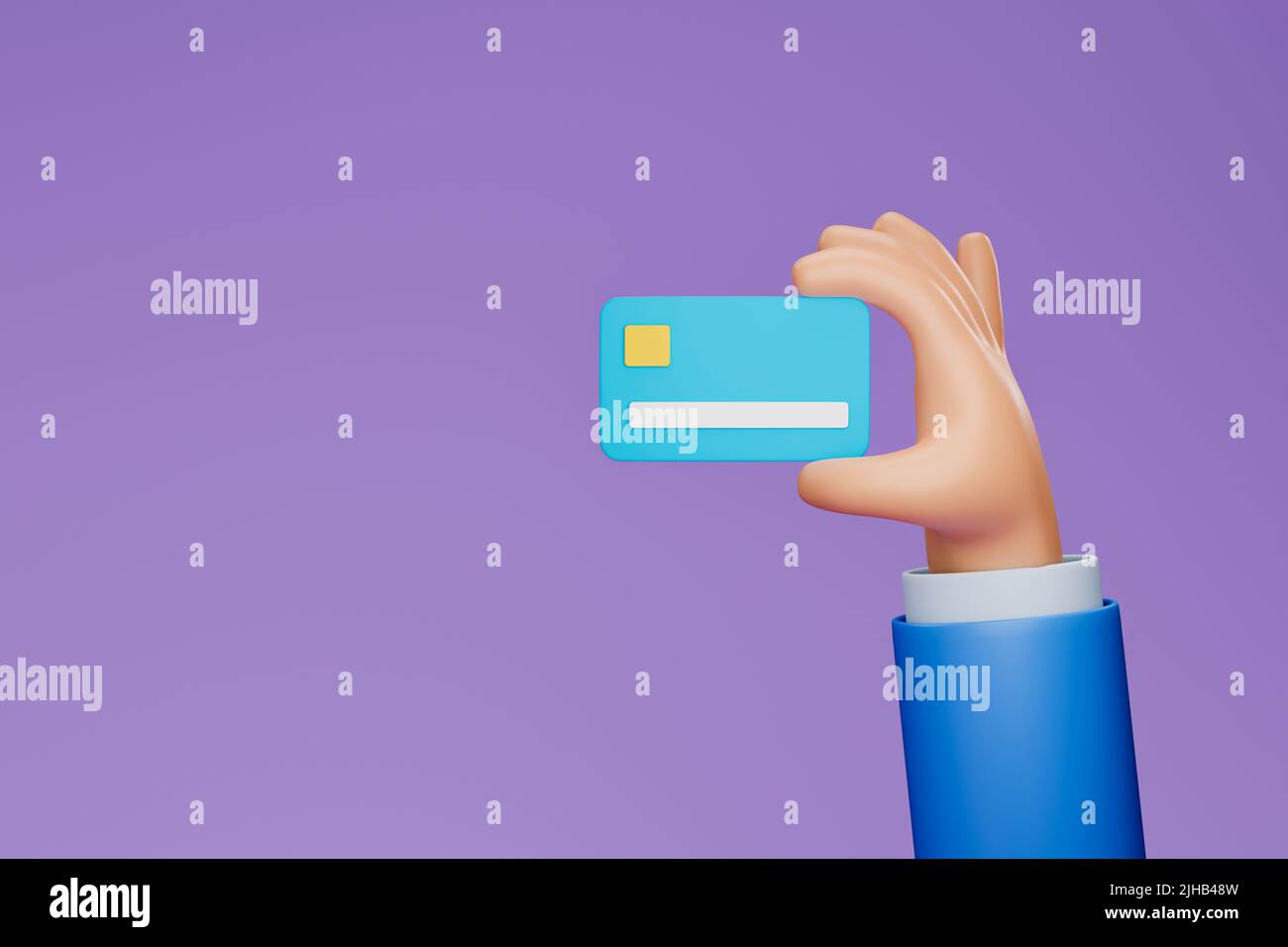 utilisation de la carte de crédit pour le paiement en ligne, les opérations bancaires mobiles en ligne et les transactions de paiement sur fond violet. 3D illustration Banque D'Images