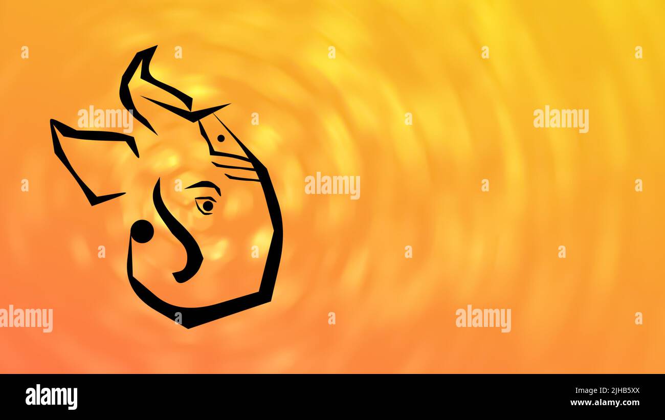 Noir Ganpati bappa singh isolé sur orenge flou arrière-plan. Heureux ganesh chaturthi. Banque D'Images