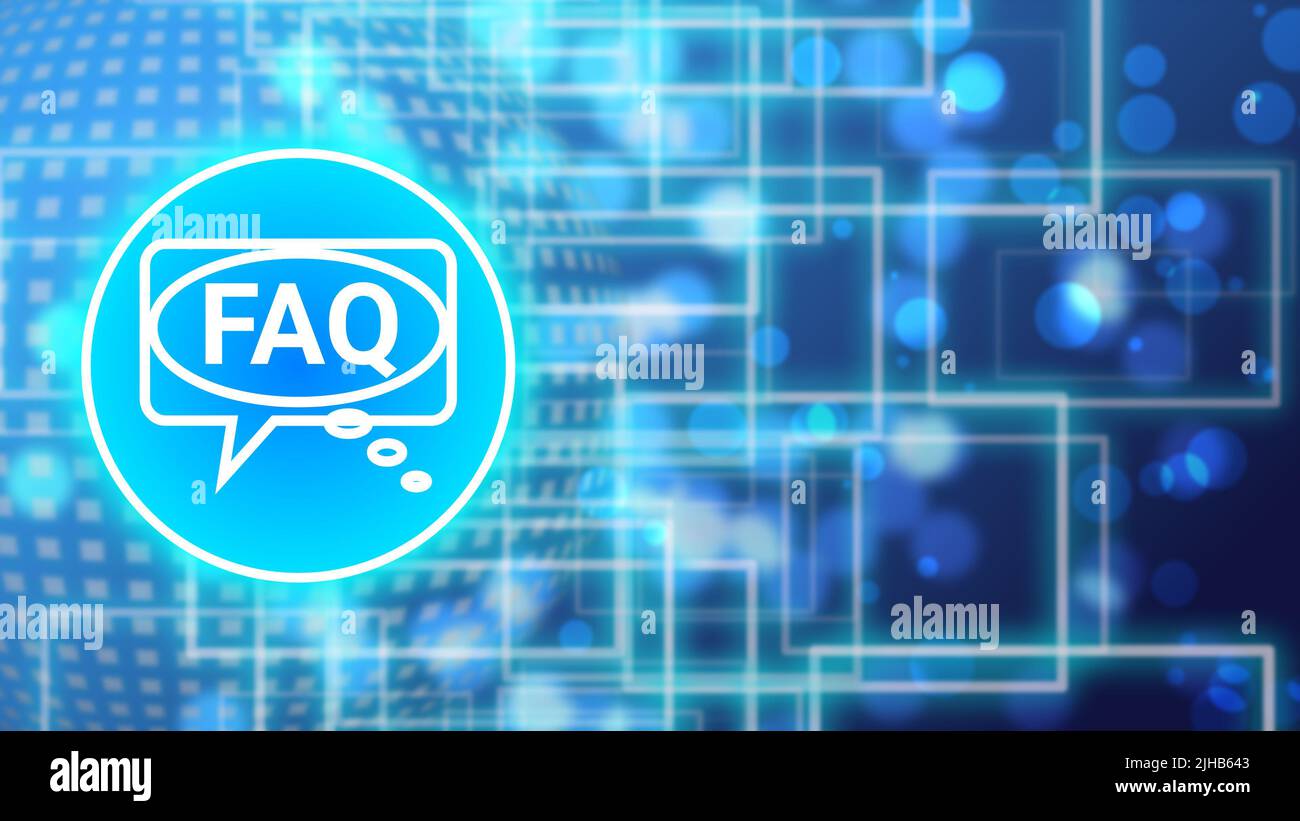 faq image d'illustration isolée sur fond numérique bleu flou. image numérique pour applications web et mobiles. Banque D'Images