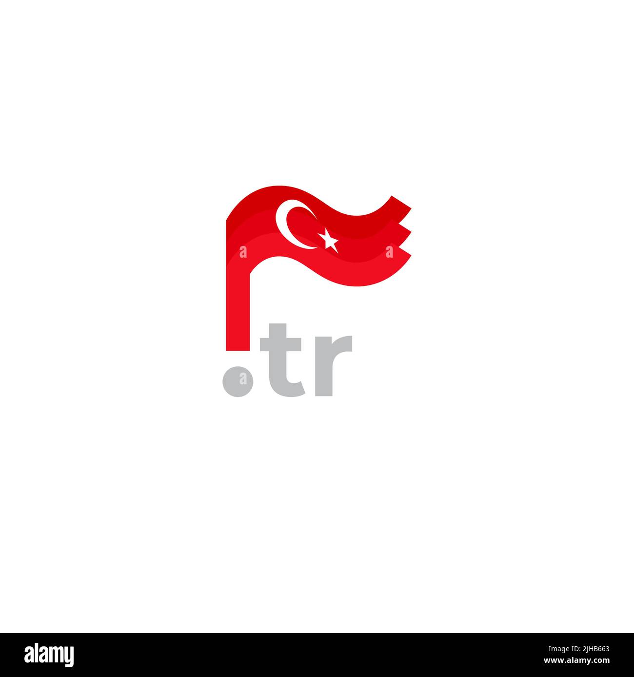Icône drapeau de Turquie. Dessin original et simple du drapeau turc sur fond blanc, place pour le texte. Élément de conception, modèle d'affiche nationale avec tr Illustration de Vecteur