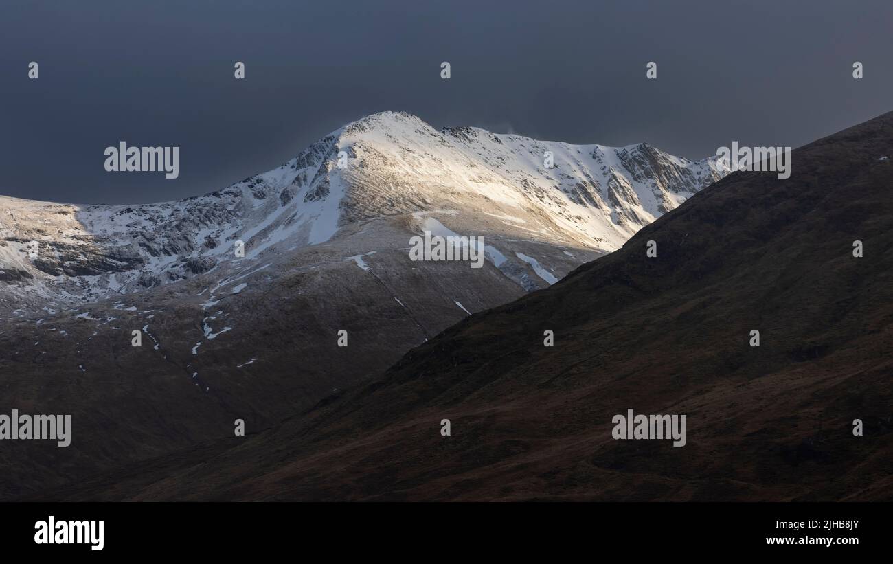 Snow on the Tops, Glenshiel, Northwest Highlands of Scotland Banque D'Images
