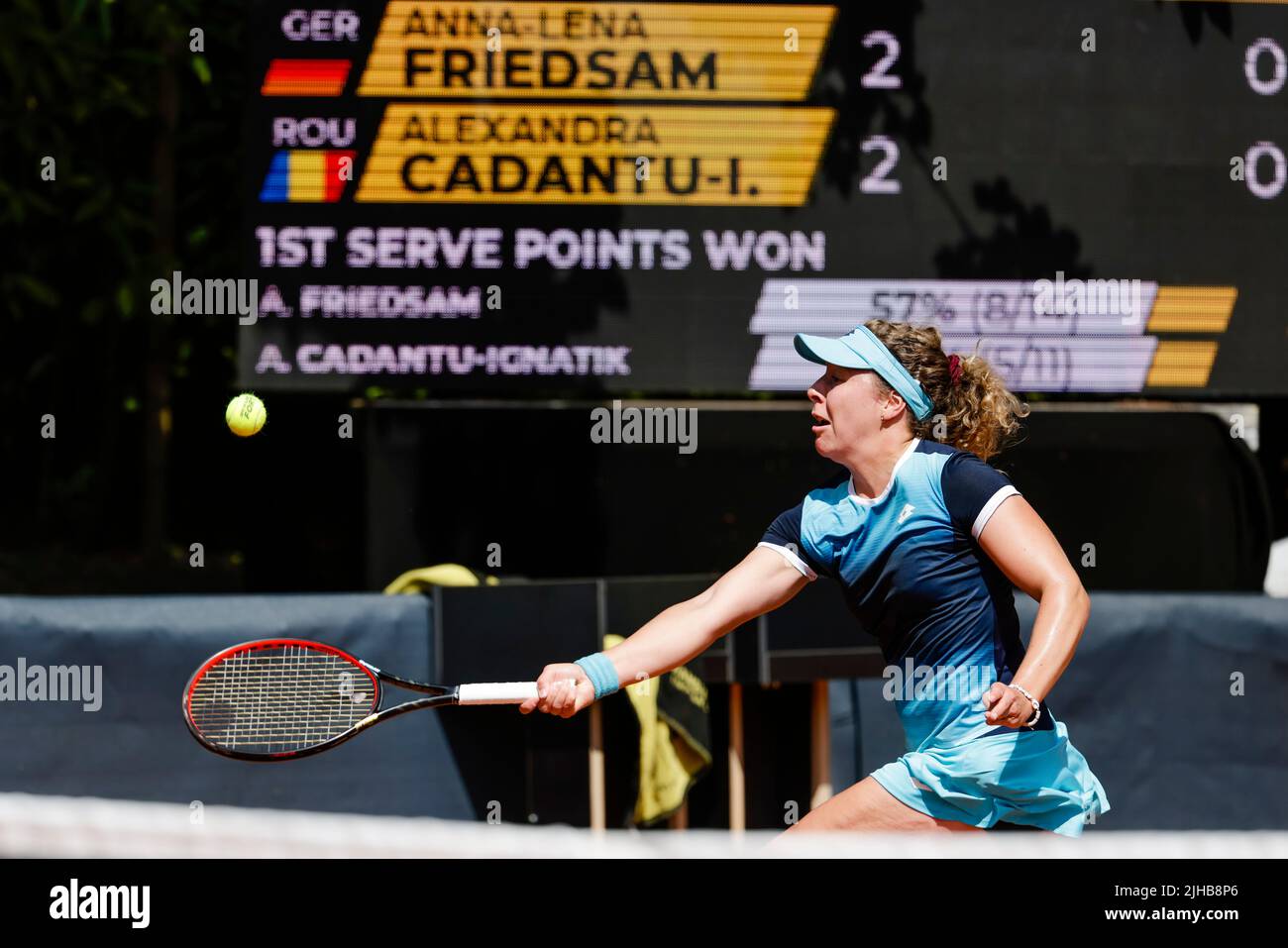 17 juillet 2022, Hambourg: Tennis: WTA Tour/ATP Tour, célibataires, femmes, qualification, 2nd ronde. Friedsam (Allemagne) - Cadantu-Ignatik (Roumanie). Anna-Lena Friedsam en action. Photo: Frank Molter/dpa Banque D'Images