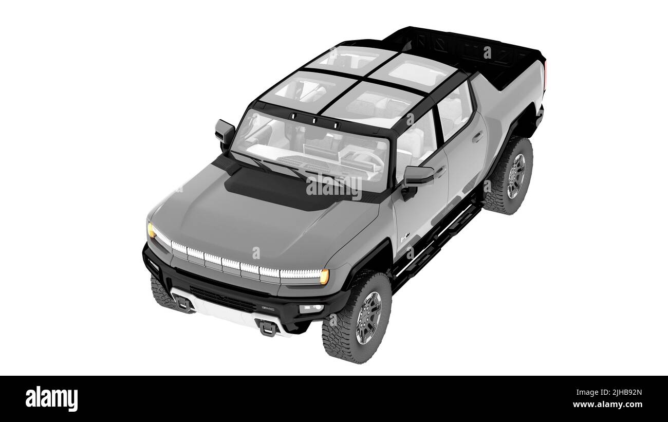 concept de rendu 3d suv électrique sur fond blanc Banque D'Images