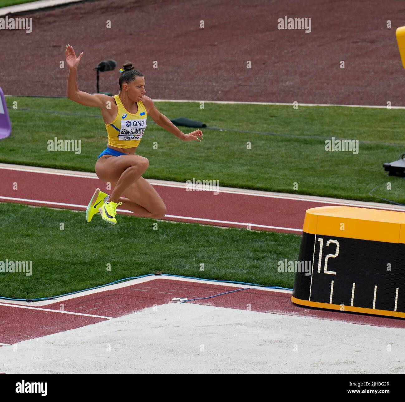 Eugene, 16 juillet 2022 Maryna Bekh-Romanchuk (UKR) vu en action pendant les Championnats du monde d'athlétisme à Hayward Field Eugene USA sur 16 juillet 2022 Banque D'Images