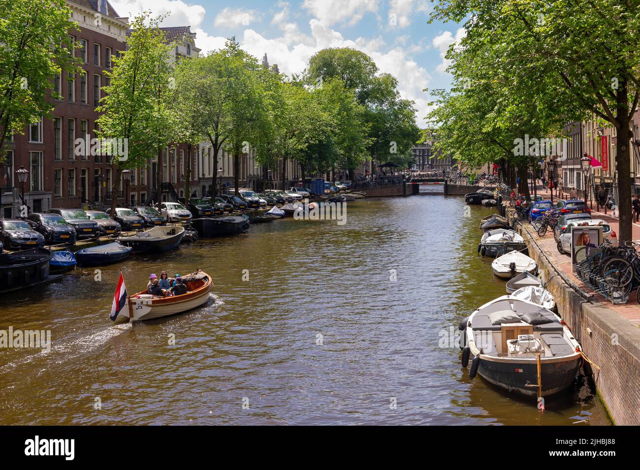 Bateaux-canal sur le Herengracht, Amsterdam, pays-Bas Banque D'Images