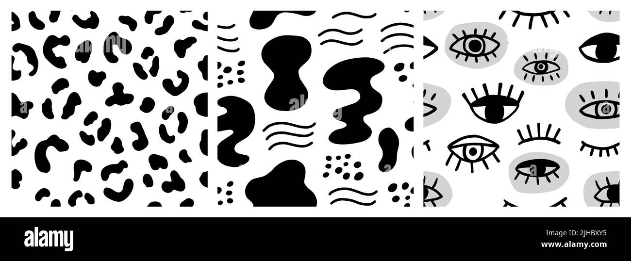 Ensemble de motifs sans couture de formes de peau d'animal dessinées à la main Illustration de Vecteur