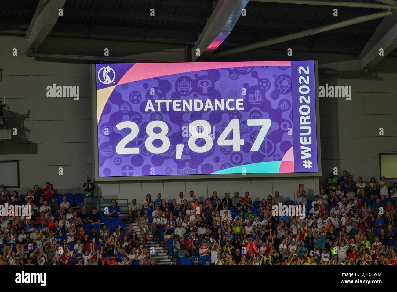 Panneaux d'affichage lors du match de groupe Euro 2022 des femmes de l'UEFA entre l'Angleterre et la Norvège, Falmer Stadium, Brighton, Royaume-Uni. 11th juillet 2022. Photo pour presse; photo et copyright © par STANLEY Anthony ATP images (STANLEY Anthony/ATP/SPP) crédit: SPP Sport Press photo. /Alamy Live News Banque D'Images